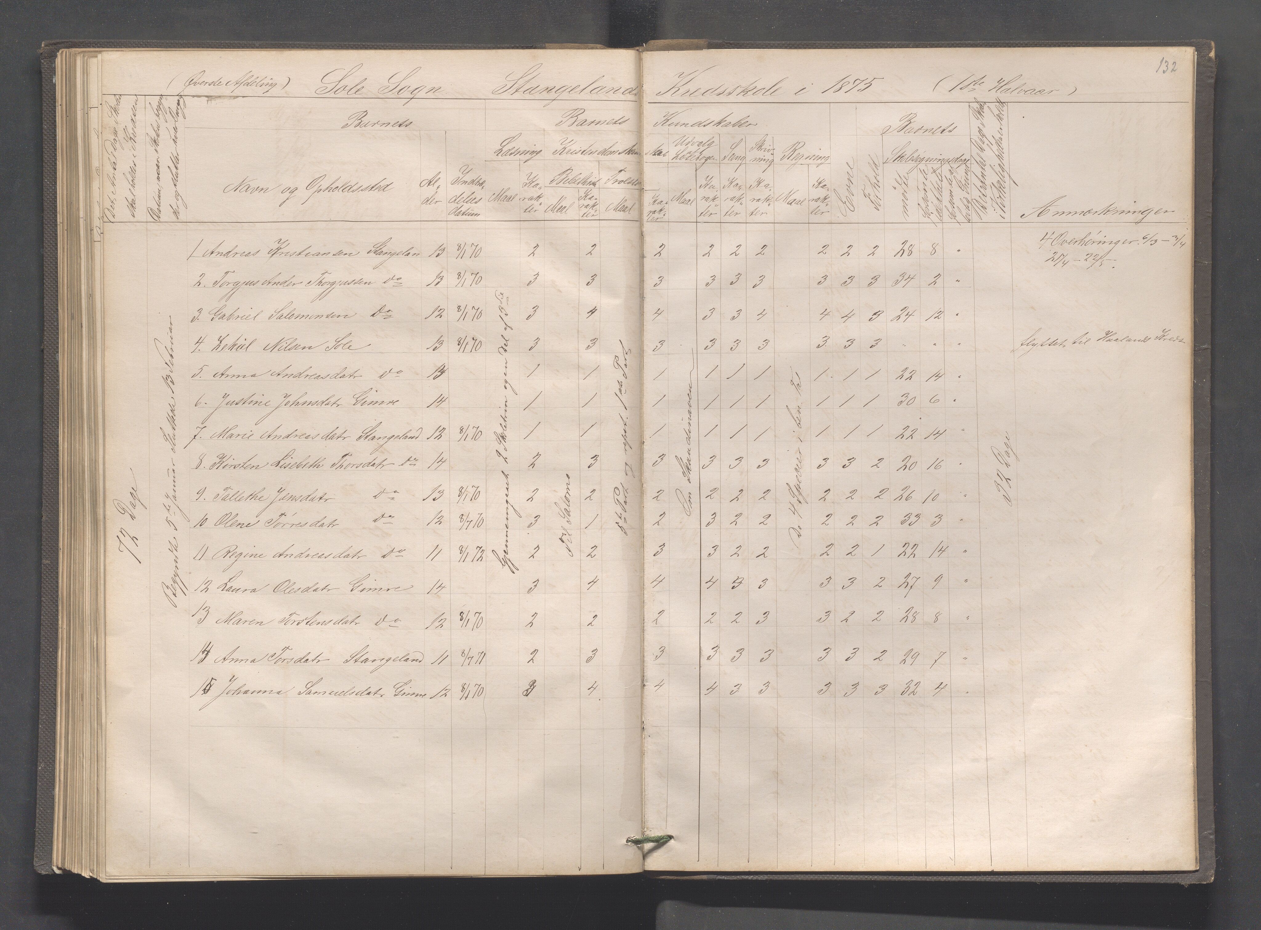 Håland kommune - Røyneberg skole, IKAR/A-1227/H/L0001: Skoleprotokoll - Røyneberg, Stangeland, 1871-1886, p. 132