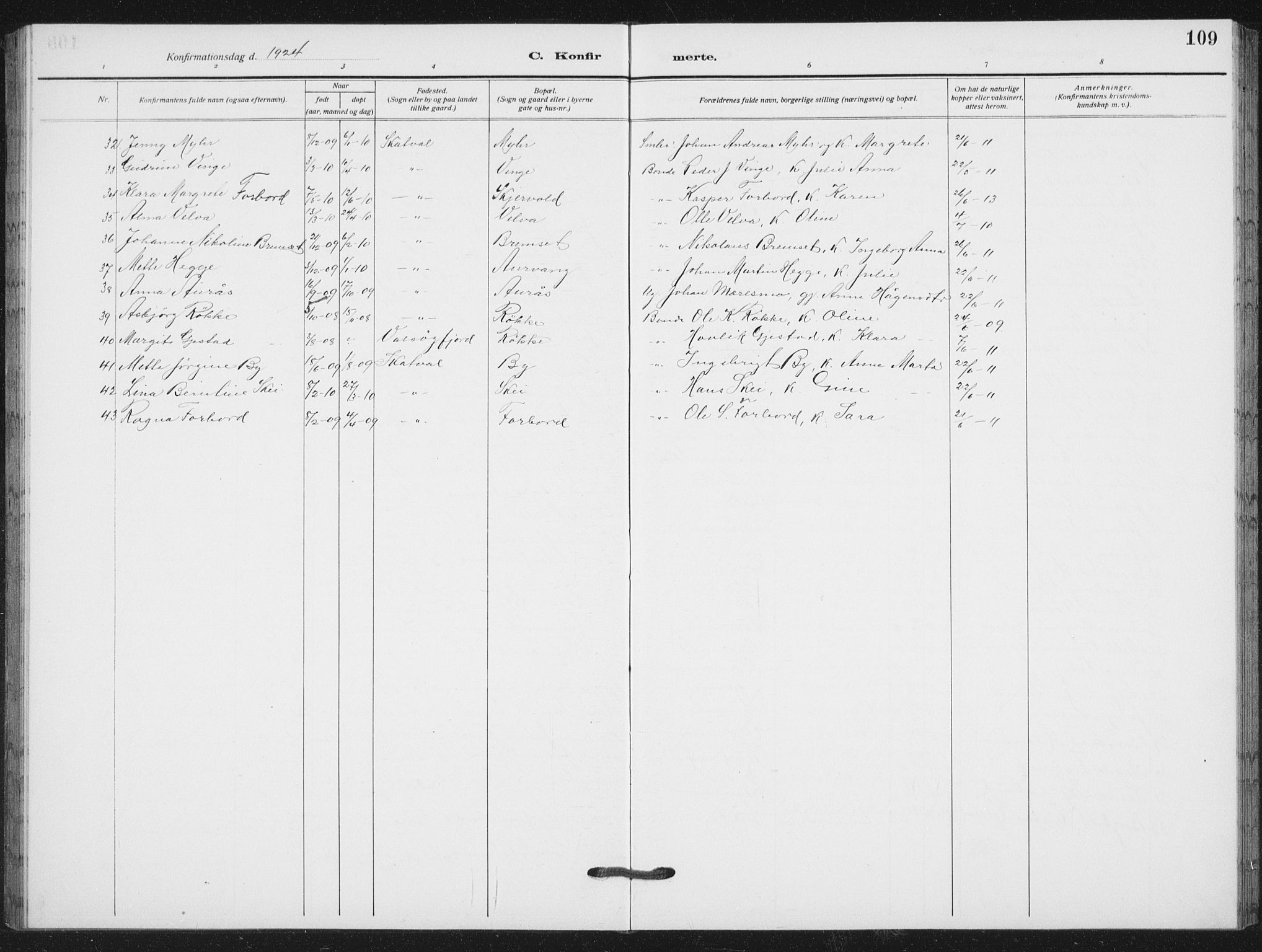 Ministerialprotokoller, klokkerbøker og fødselsregistre - Nord-Trøndelag, SAT/A-1458/712/L0104: Parish register (copy) no. 712C02, 1917-1939, p. 109