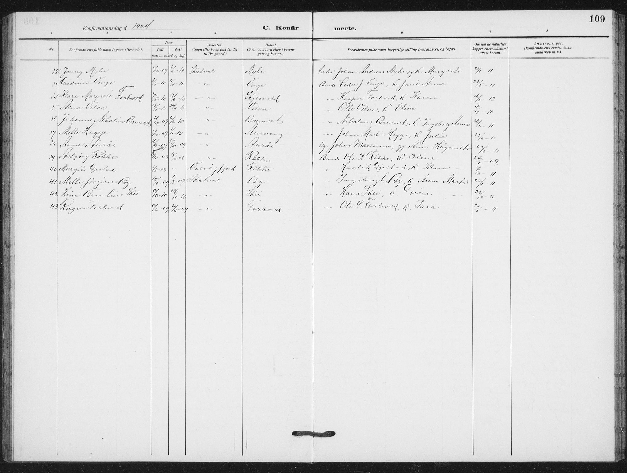 Ministerialprotokoller, klokkerbøker og fødselsregistre - Nord-Trøndelag, AV/SAT-A-1458/712/L0104: Parish register (copy) no. 712C02, 1917-1939, p. 109