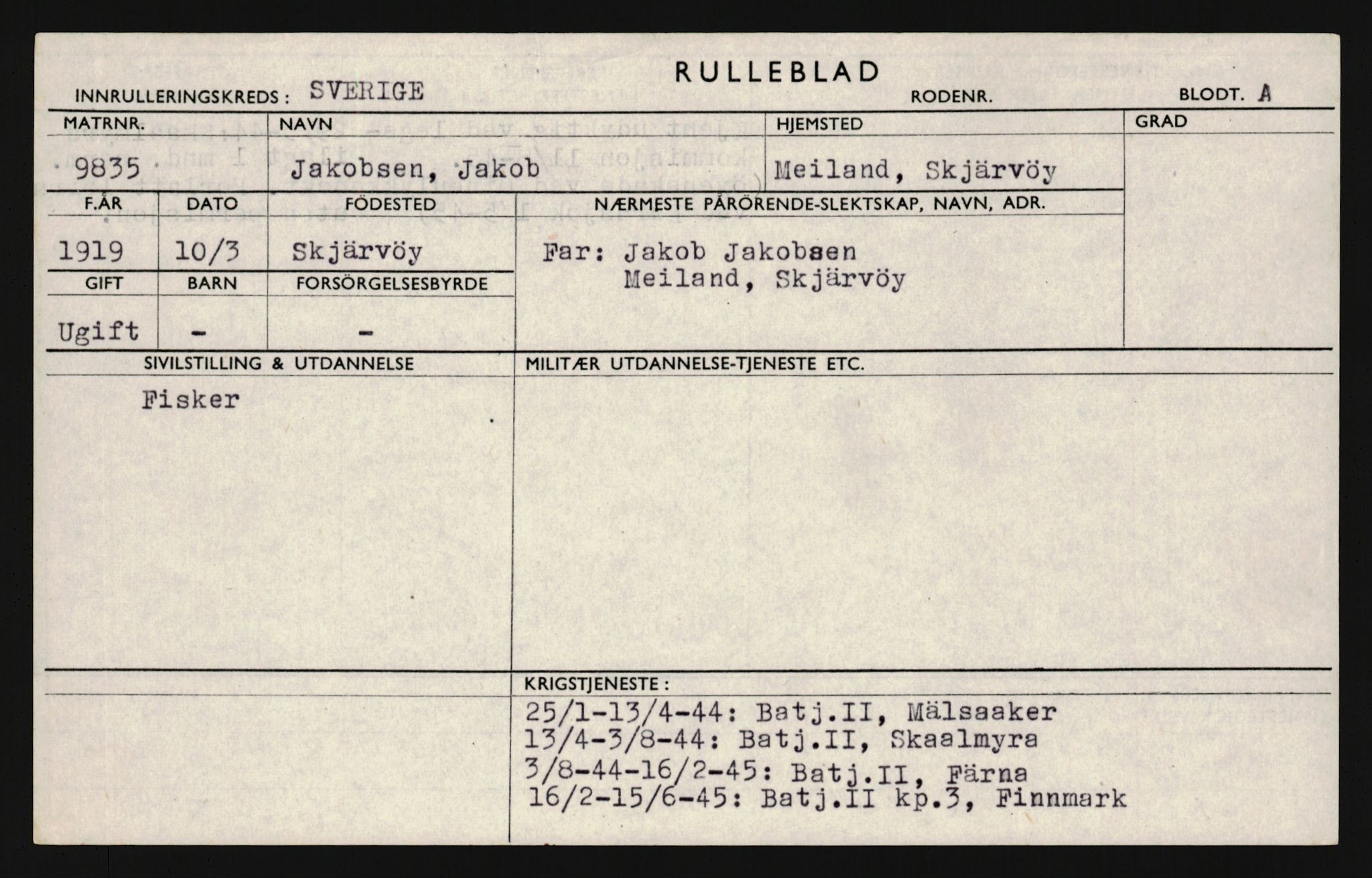 Forsvaret, Troms infanteriregiment nr. 16, AV/RA-RAFA-3146/P/Pa/L0024/0001: Rulleblad / Rulleblad for regimentets menige mannskaper, årsklasse 1940, 1940, p. 74