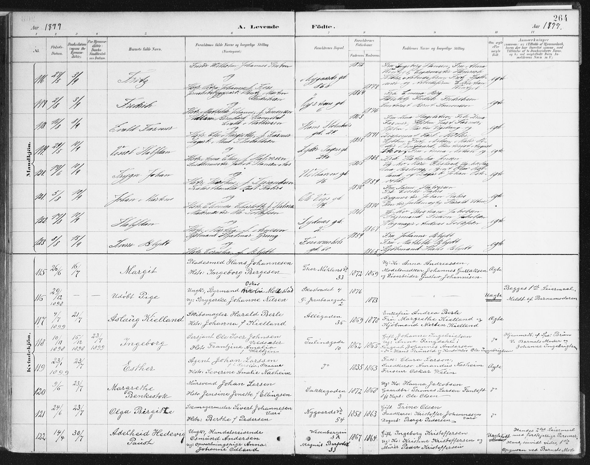 Johanneskirken sokneprestembete, SAB/A-76001/H/Haa/L0001: Parish register (official) no. A 1, 1885-1900, p. 264