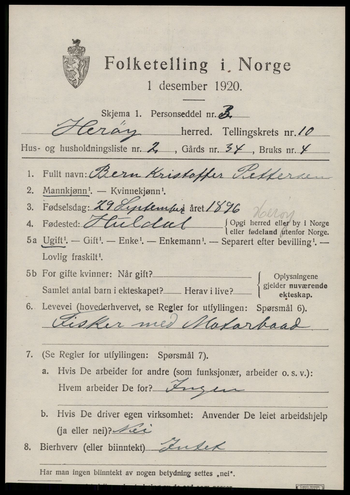 SAT, 1920 census for Herøy (MR), 1920, p. 6171