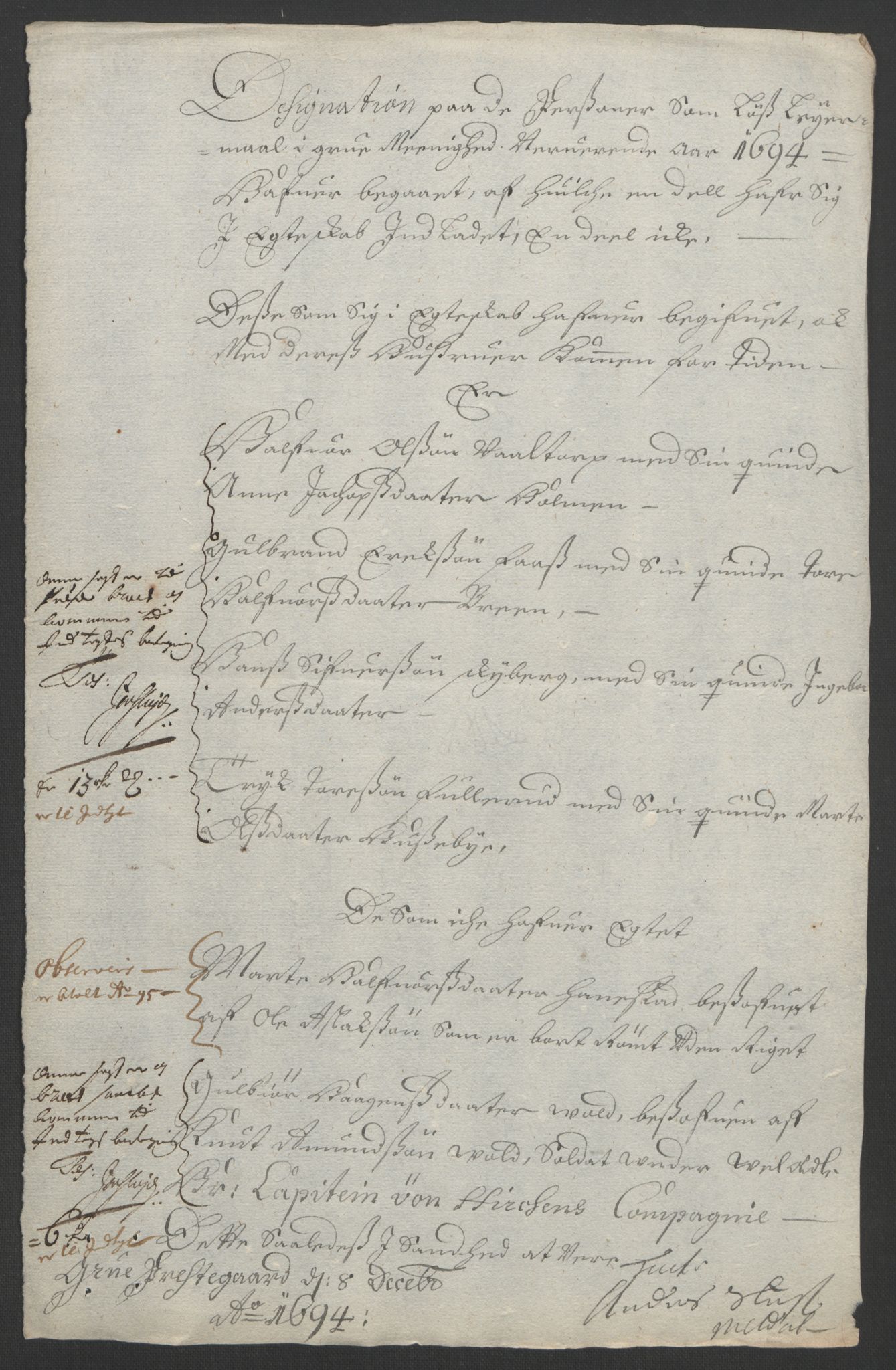 Rentekammeret inntil 1814, Reviderte regnskaper, Fogderegnskap, AV/RA-EA-4092/R13/L0832: Fogderegnskap Solør, Odal og Østerdal, 1694, p. 132