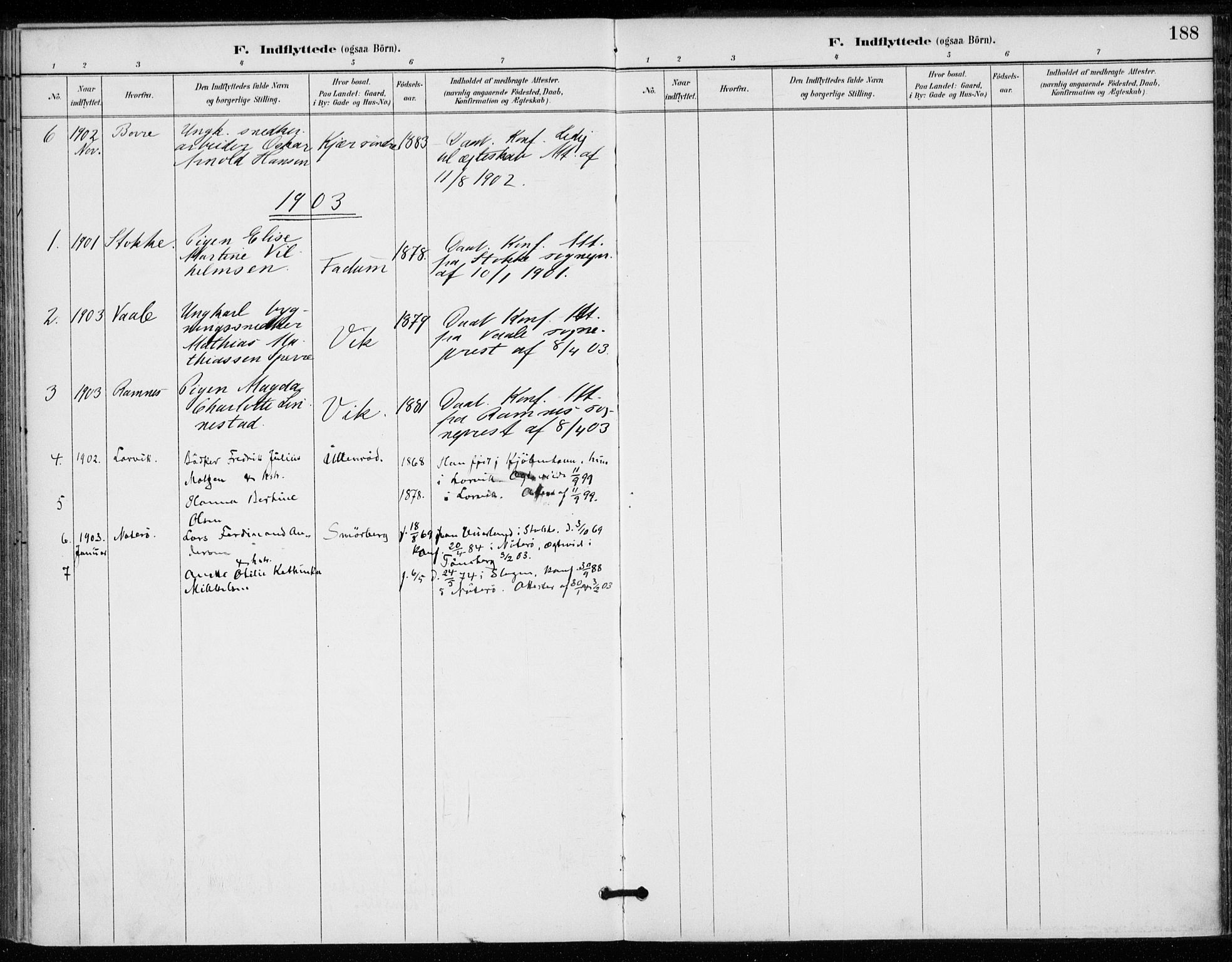 Sem kirkebøker, AV/SAKO-A-5/F/Fa/L0011: Parish register (official) no. I 11, 1888-1904, p. 188