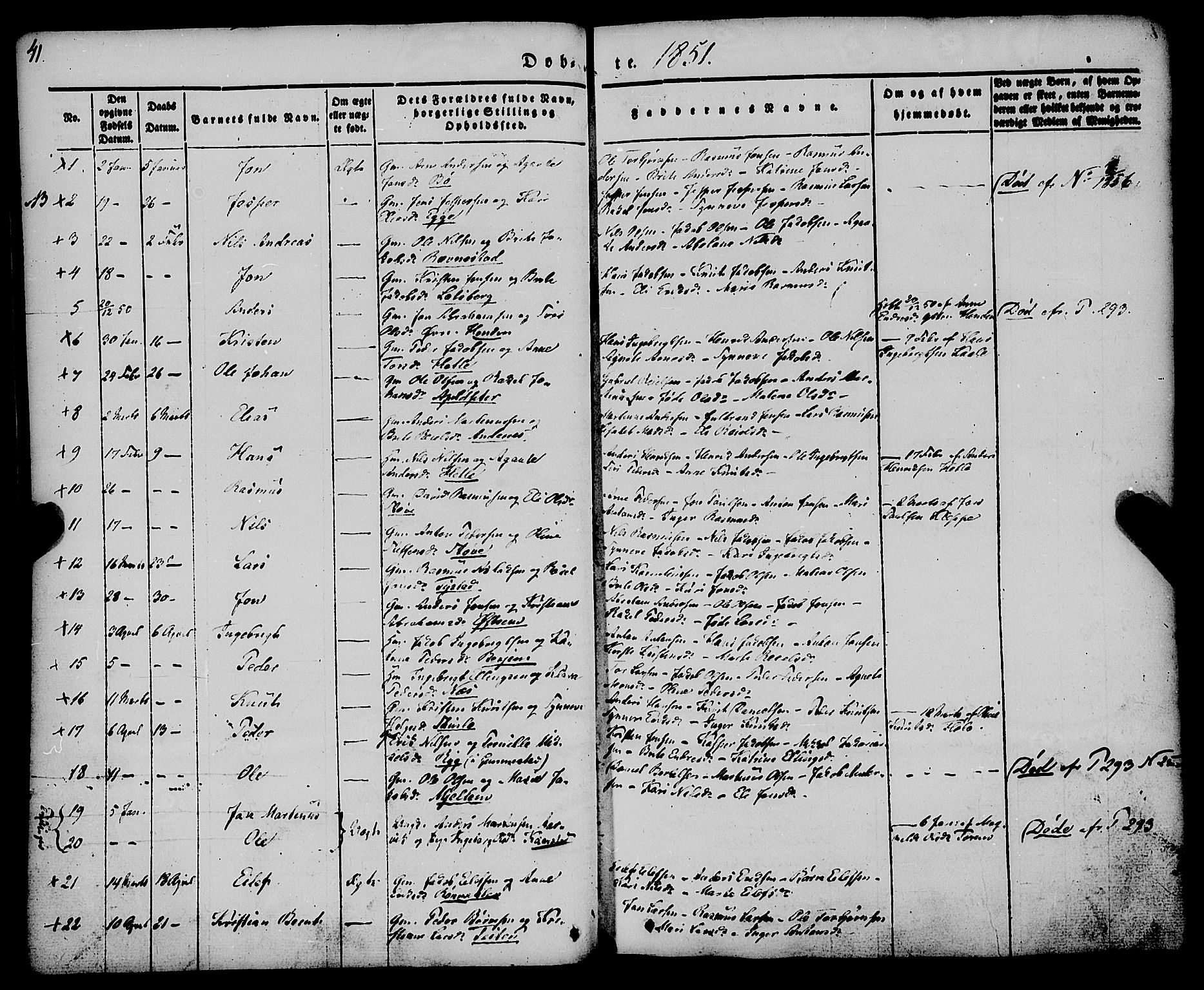 Gloppen sokneprestembete, AV/SAB-A-80101/H/Haa/Haaa/L0008: Parish register (official) no. A 8, 1837-1855, p. 41