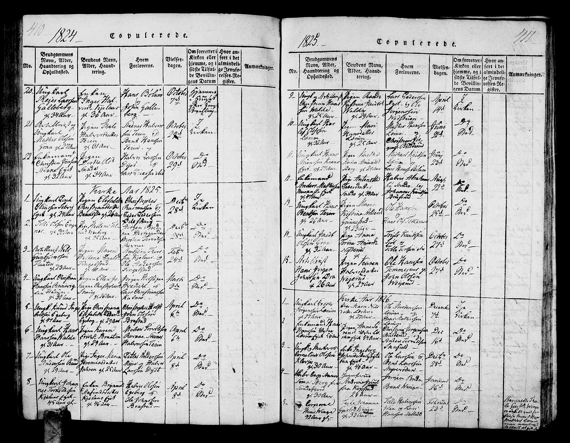 Sande Kirkebøker, SAKO/A-53/G/Ga/L0001: Parish register (copy) no. 1, 1814-1847, p. 410-411