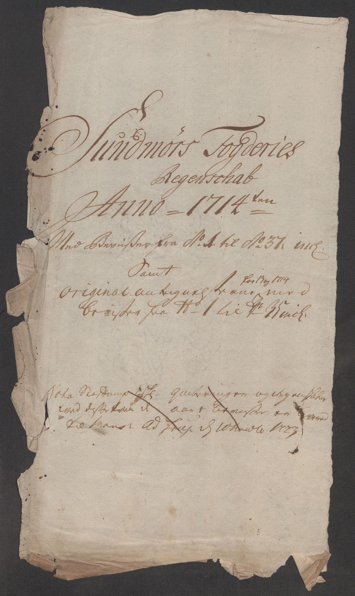 Rentekammeret inntil 1814, Reviderte regnskaper, Fogderegnskap, RA/EA-4092/R54/L3566: Fogderegnskap Sunnmøre, 1714, p. 3