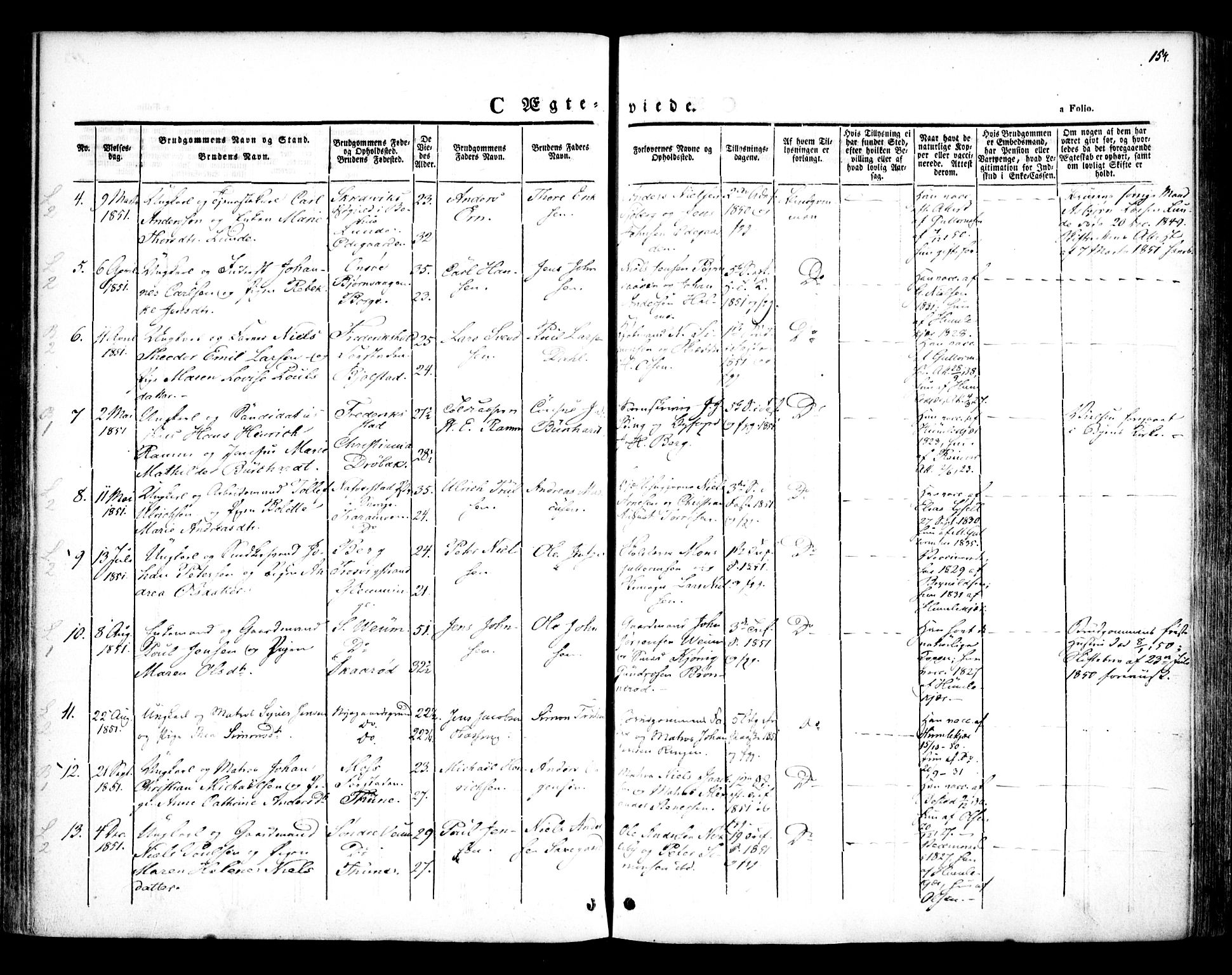 Glemmen prestekontor Kirkebøker, SAO/A-10908/F/Fa/L0005: Parish register (official) no. 5, 1838-1852, p. 154