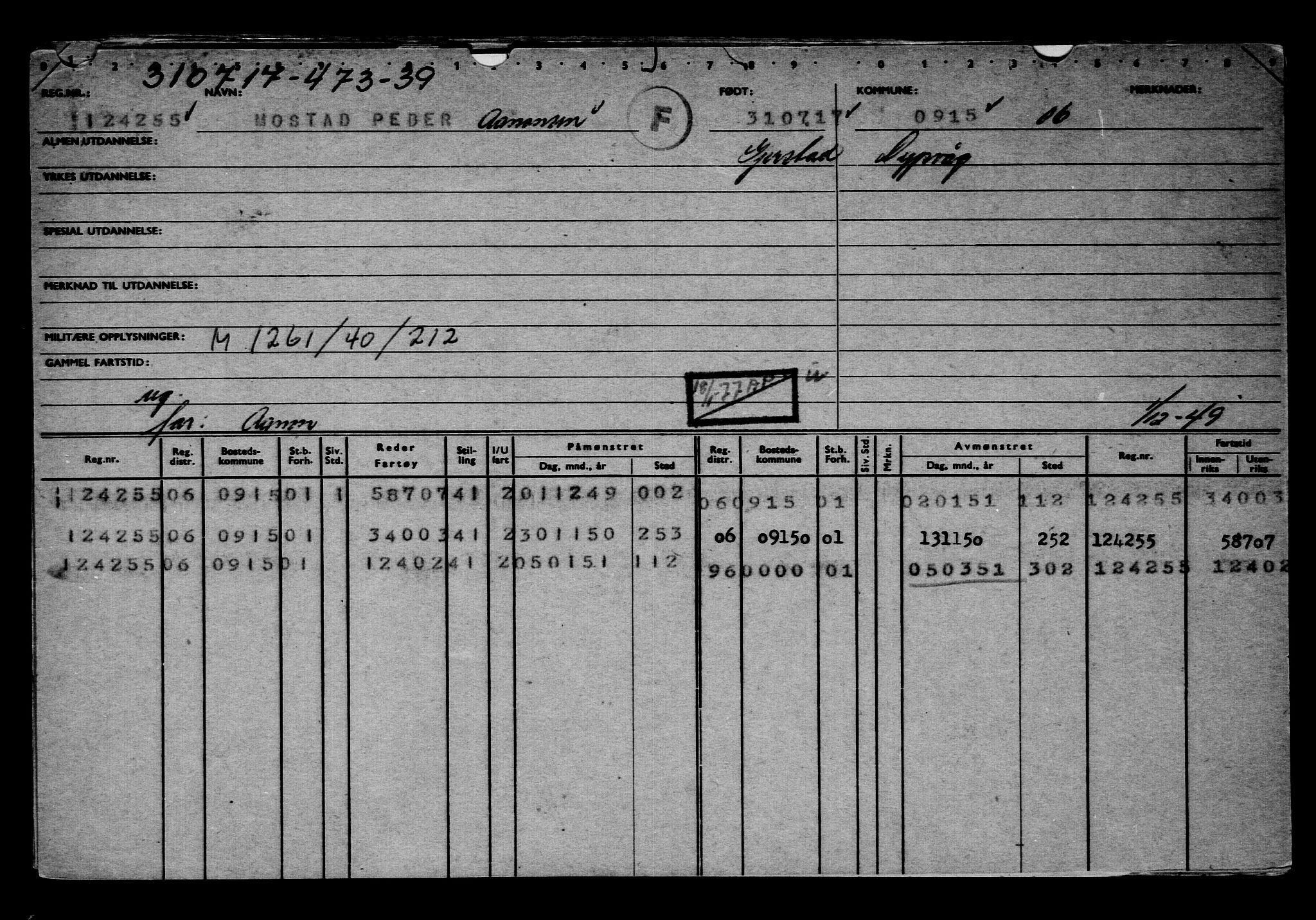 Direktoratet for sjømenn, AV/RA-S-3545/G/Gb/L0150: Hovedkort, 1917, p. 651