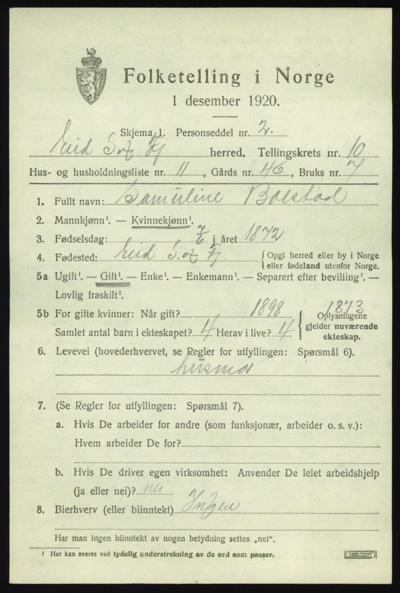 SAB, 1920 census for Eid, 1920, p. 5102