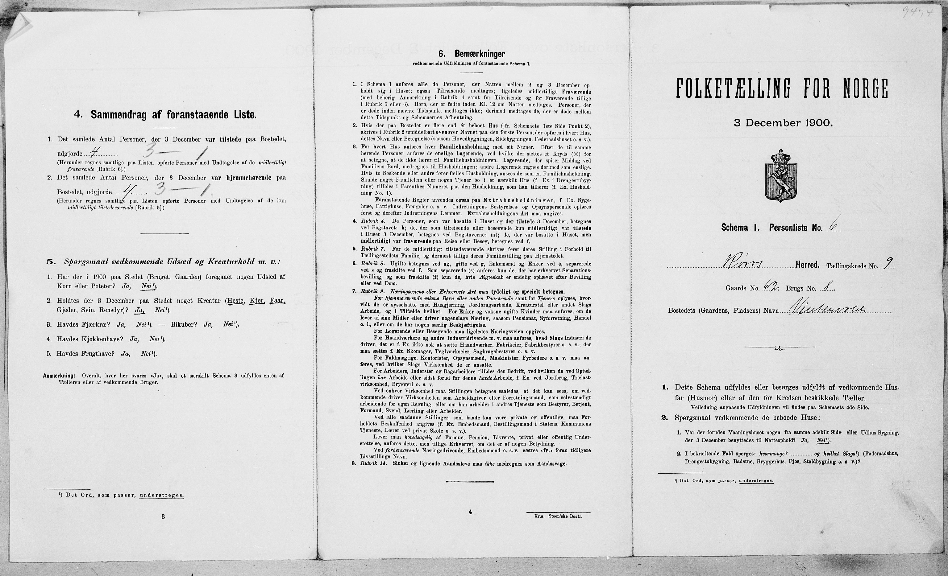 SAT, 1900 census for Røros, 1900, p. 36