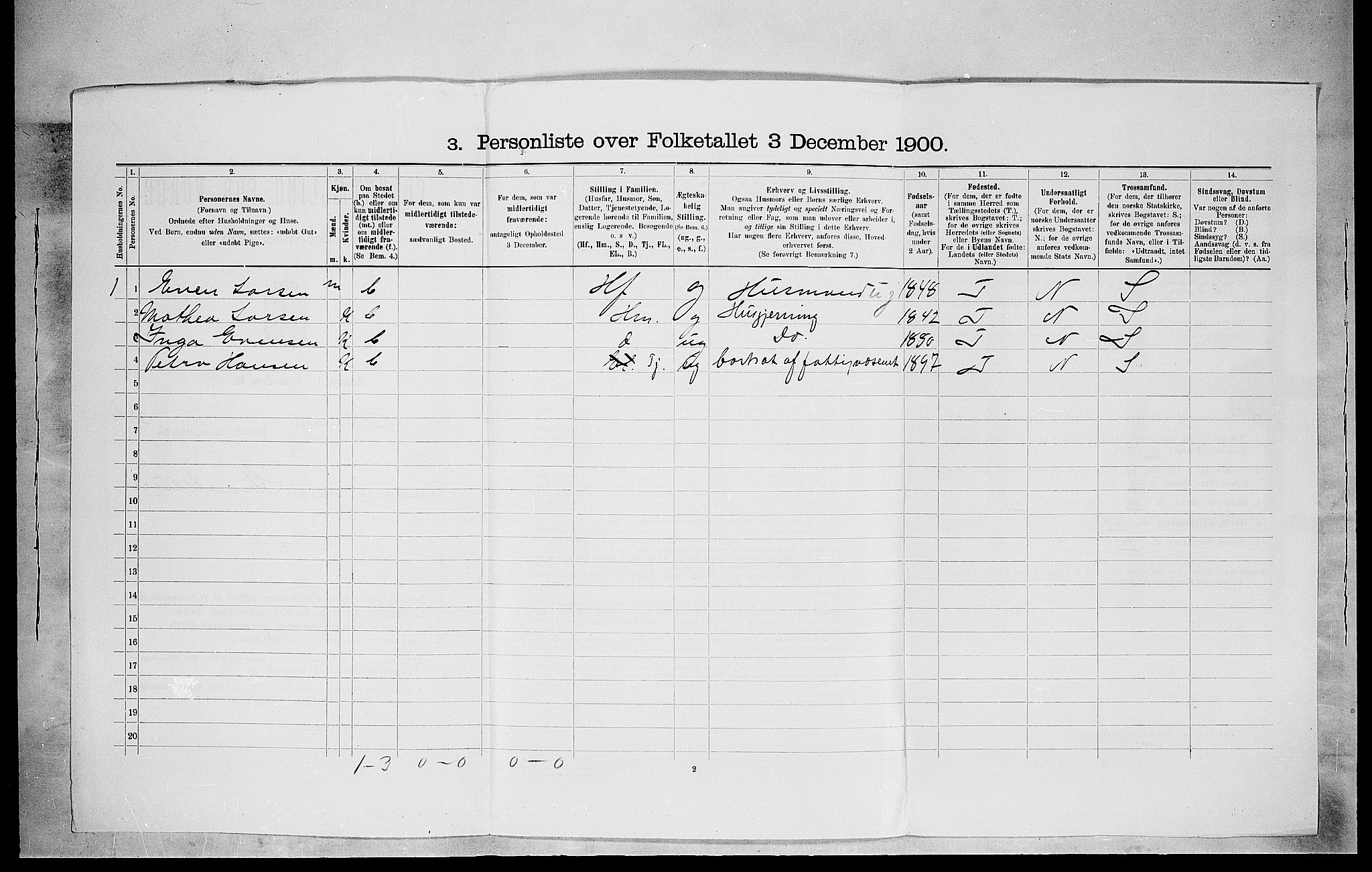 SAH, 1900 census for Stange, 1900, p. 703
