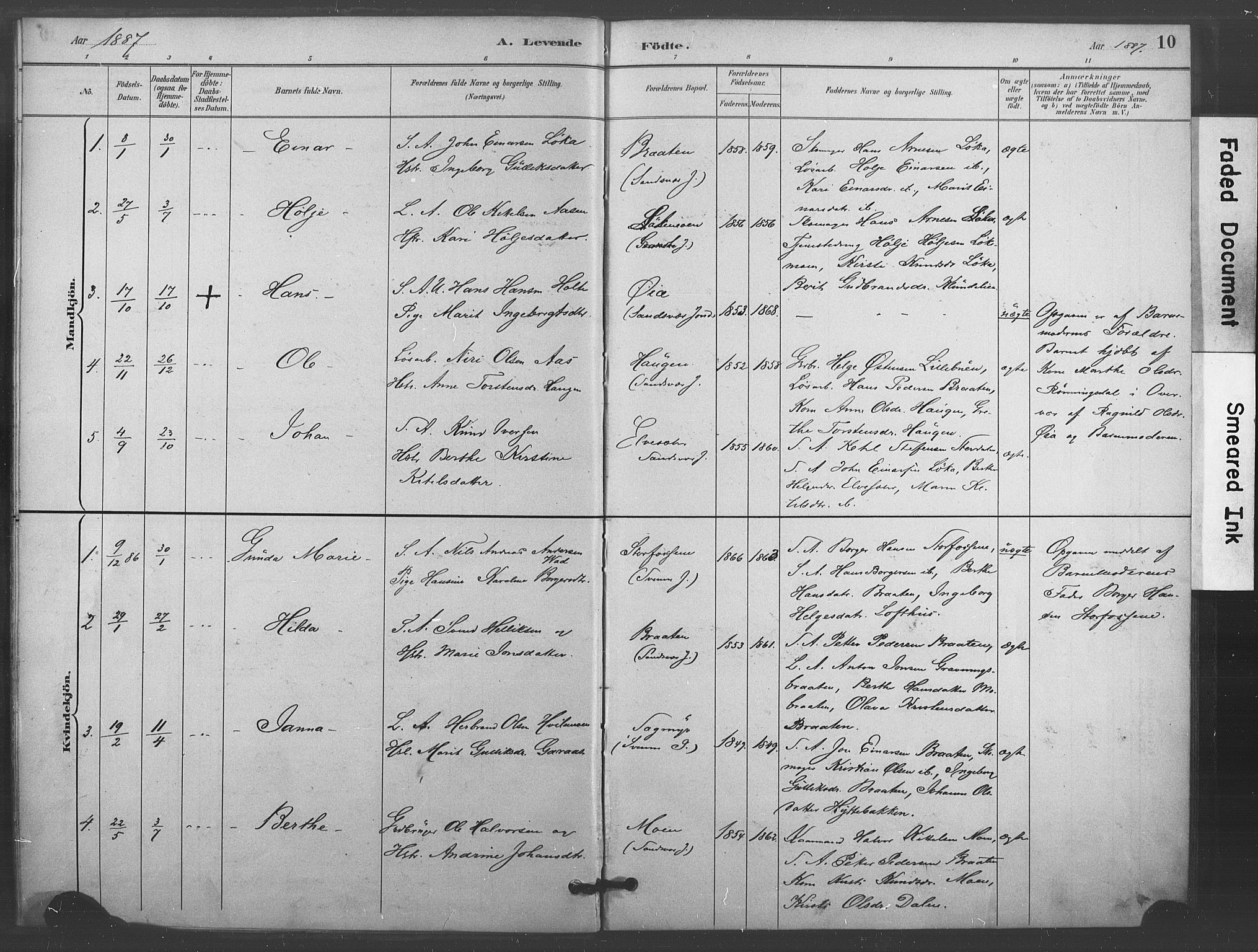 Kongsberg kirkebøker, SAKO/A-22/F/Fc/L0001: Parish register (official) no. III 1, 1883-1897, p. 10