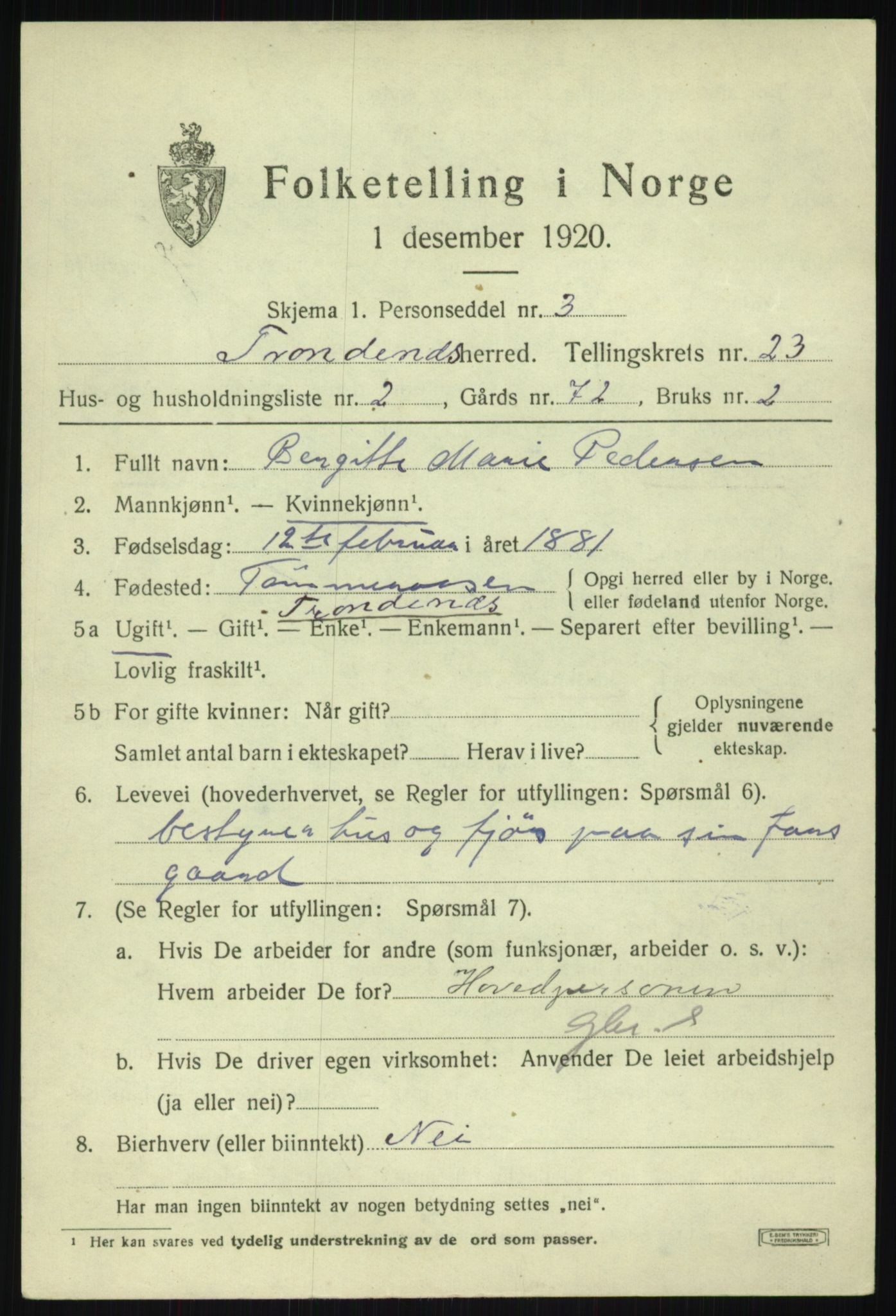 SATØ, 1920 census for Trondenes, 1920, p. 17900