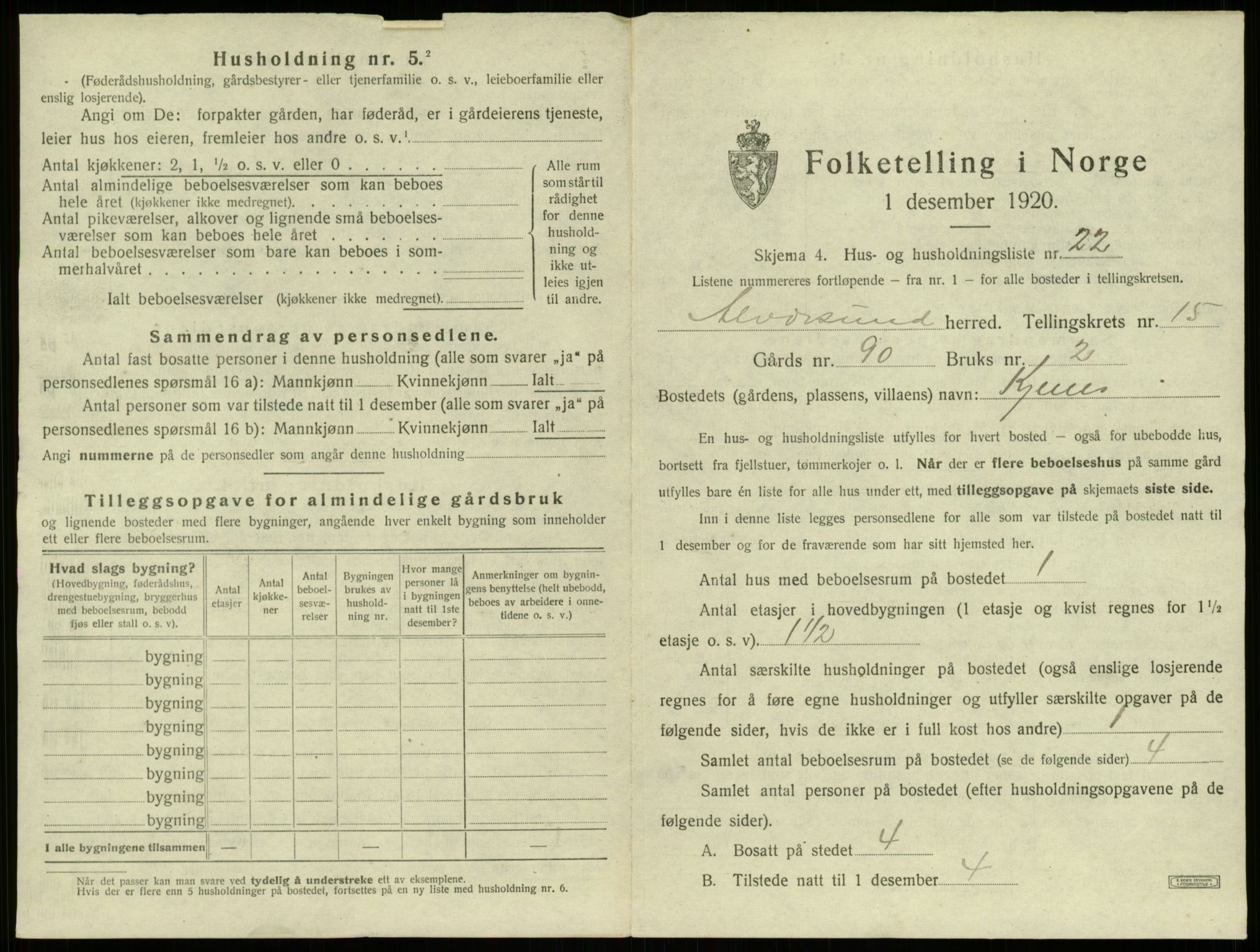 SAB, 1920 census for Alversund, 1920, p. 1148