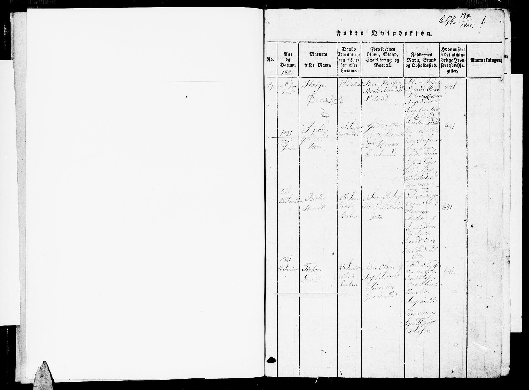 Vennesla sokneprestkontor, SAK/1111-0045/Fb/Fbc/L0001: Parish register (copy) no. B 1, 1820-1834, p. 0-1