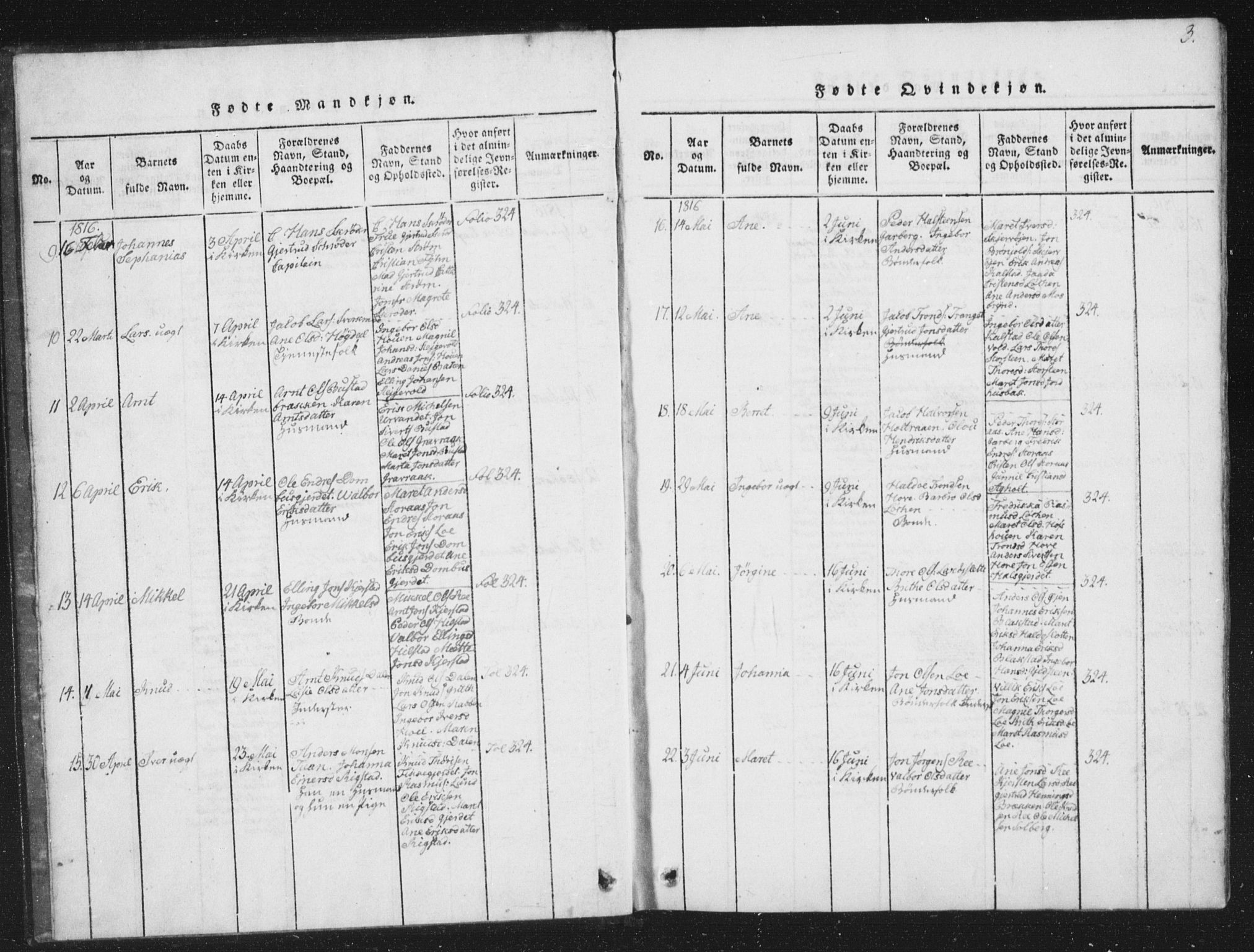 Ministerialprotokoller, klokkerbøker og fødselsregistre - Sør-Trøndelag, AV/SAT-A-1456/672/L0862: Parish register (copy) no. 672C01, 1816-1831, p. 3