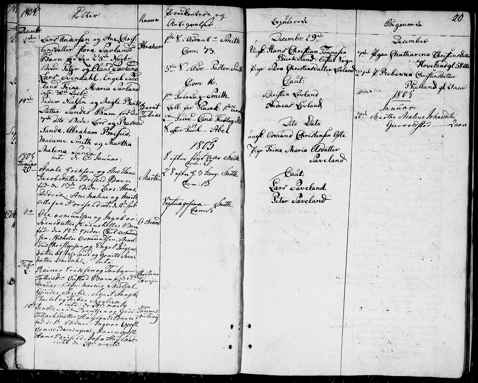 Herad sokneprestkontor, AV/SAK-1111-0018/F/Fa/Faa/L0002: Parish register (official) no. A 2, 1800-1815, p. 20