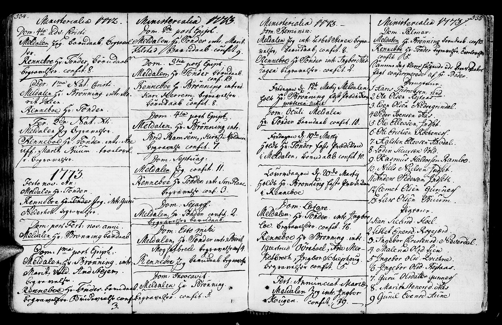 Ministerialprotokoller, klokkerbøker og fødselsregistre - Sør-Trøndelag, SAT/A-1456/672/L0851: Parish register (official) no. 672A04, 1751-1775, p. 534-535