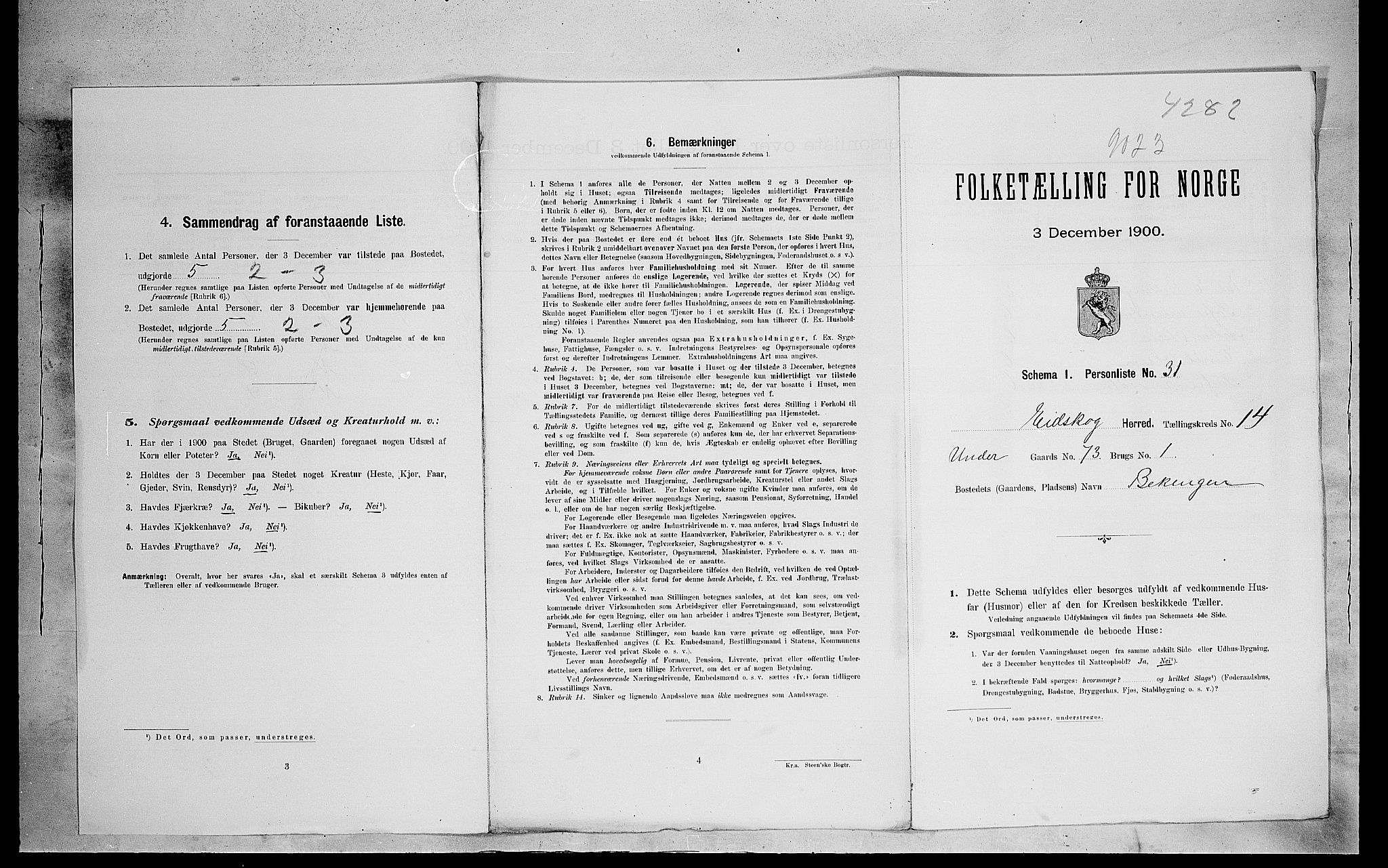 SAH, 1900 census for Eidskog, 1900, p. 158