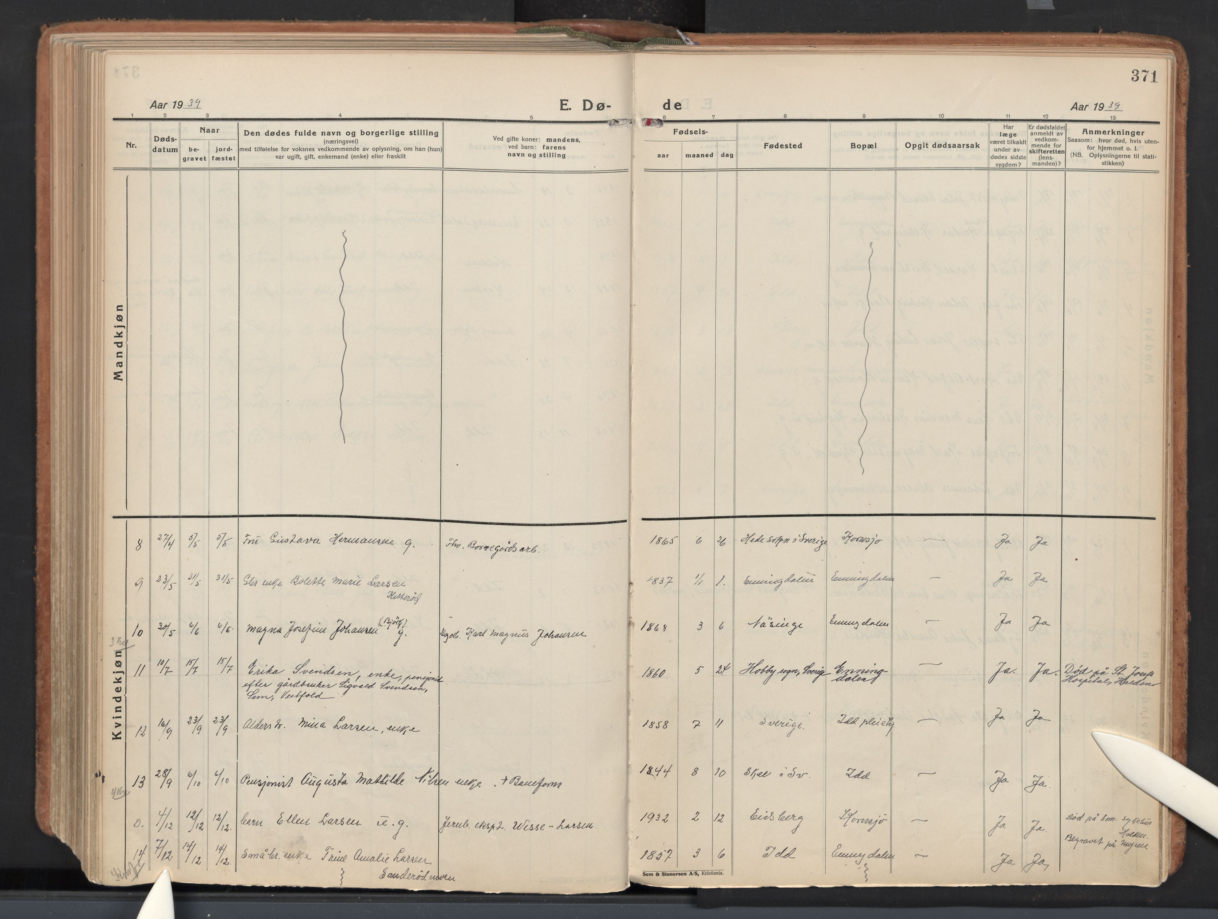 Idd prestekontor Kirkebøker, AV/SAO-A-10911/F/Fb/L0003: Parish register (official) no. II 3, 1923-1972, p. 371