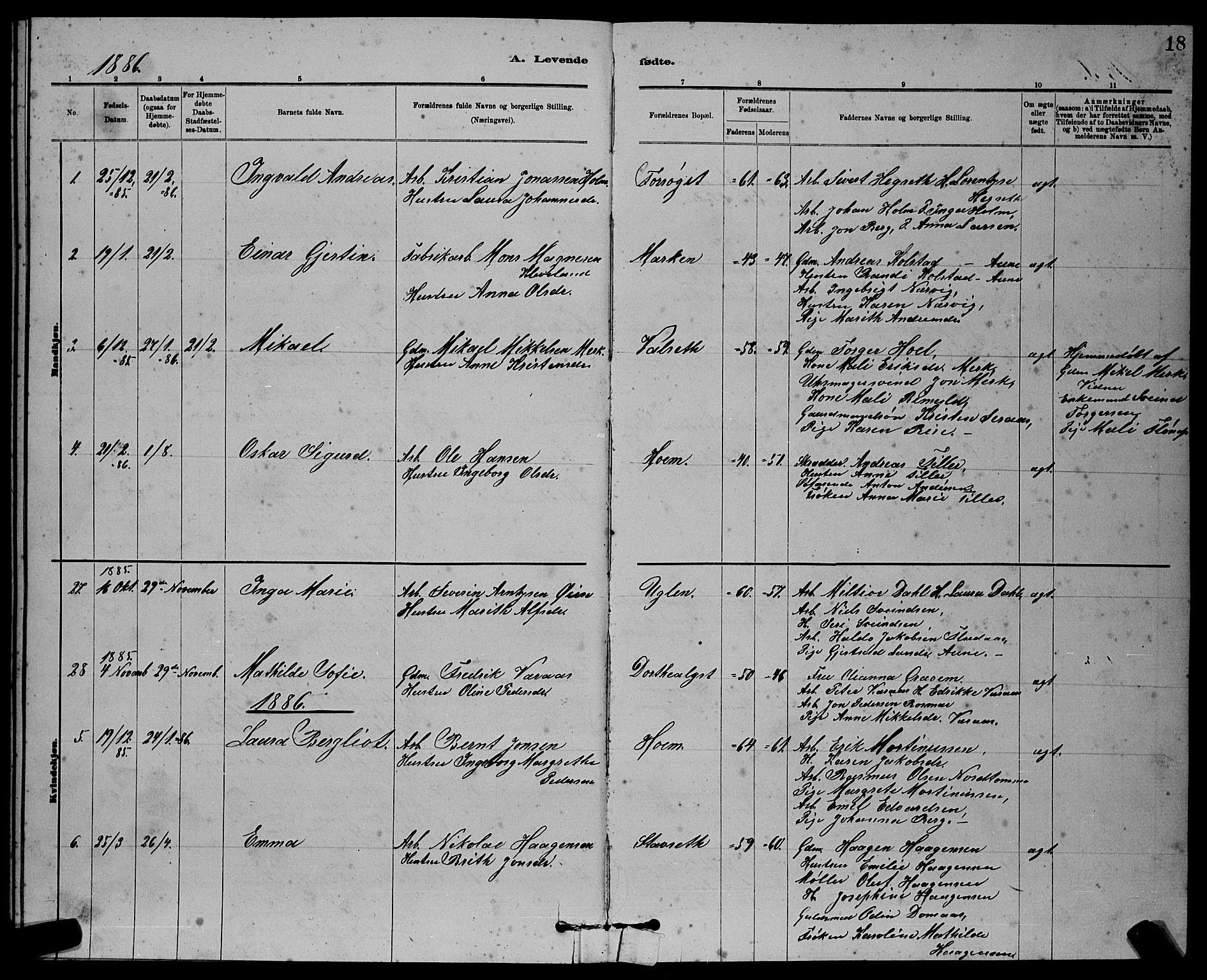 Ministerialprotokoller, klokkerbøker og fødselsregistre - Sør-Trøndelag, SAT/A-1456/611/L0354: Parish register (copy) no. 611C02, 1881-1896, p. 18