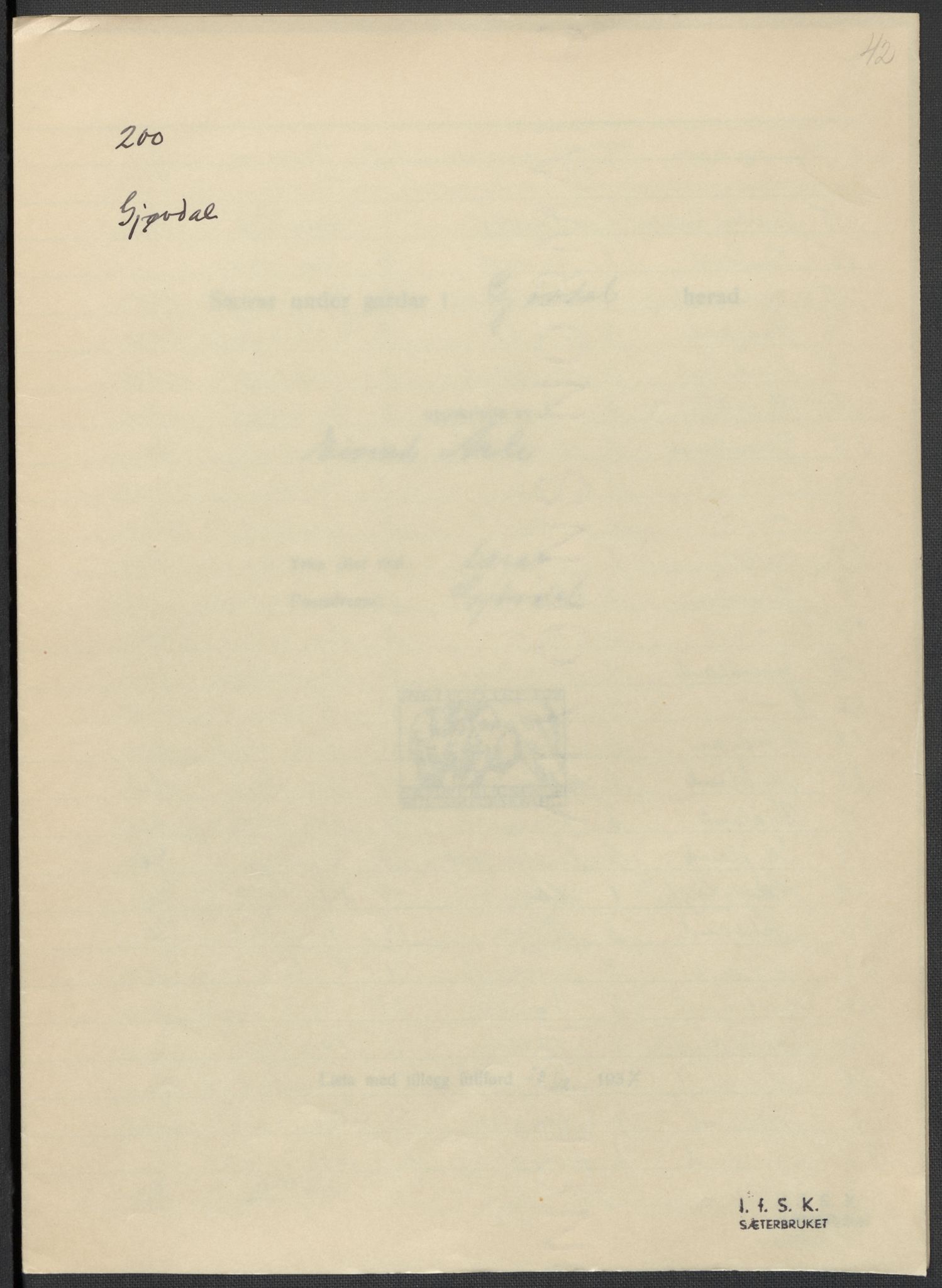 Instituttet for sammenlignende kulturforskning, AV/RA-PA-0424/F/Fc/L0008/0001: Eske B8: / Aust-Agder (perm XIX), 1932-1938, p. 42