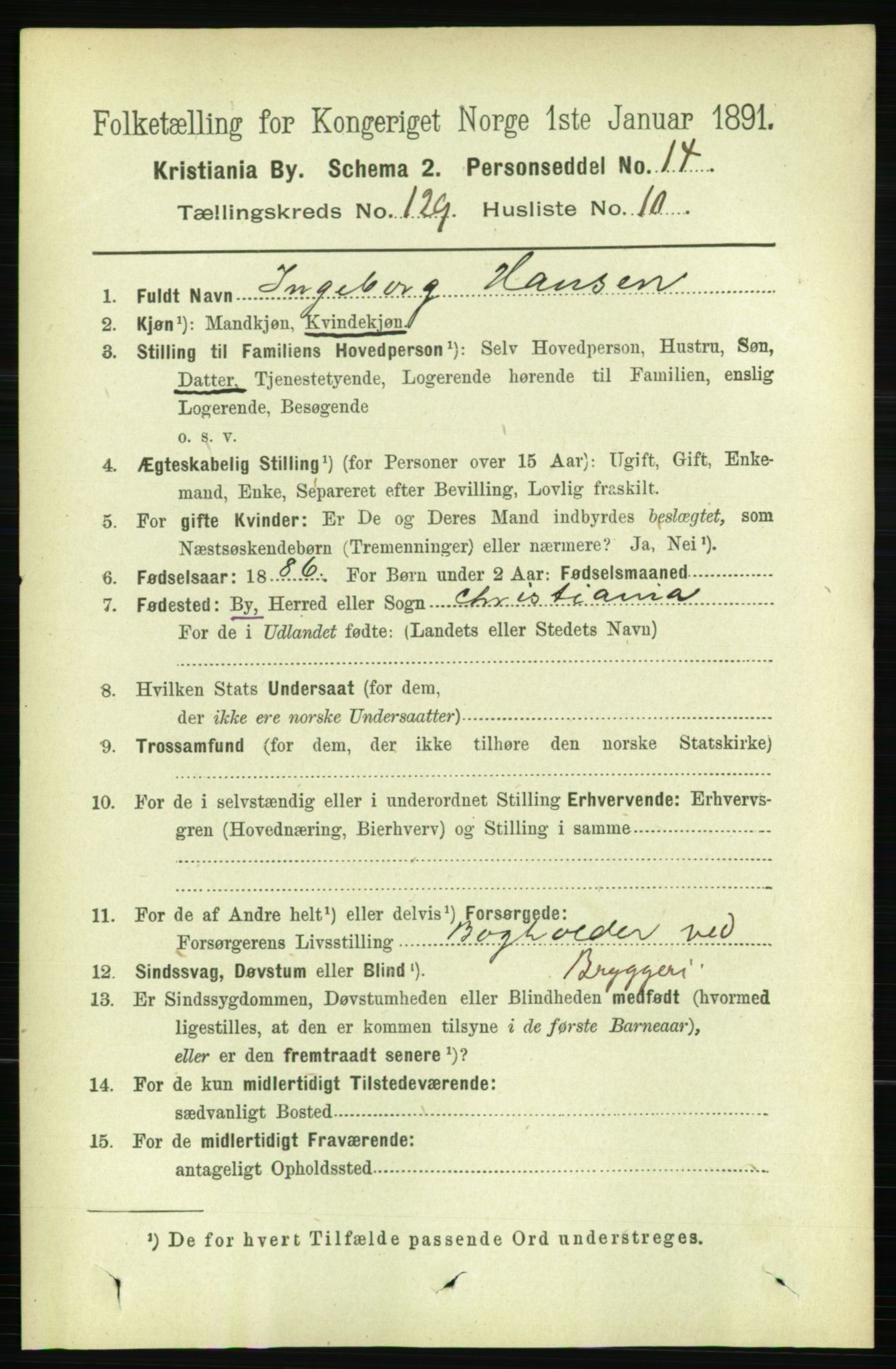 RA, 1891 census for 0301 Kristiania, 1891, p. 69450