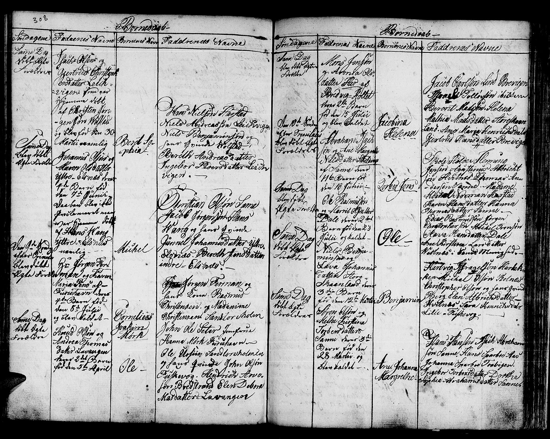 Trondenes sokneprestkontor, AV/SATØ-S-1319/H/Ha/L0005kirke: Parish register (official) no. 5, 1804-1820, p. 308-309