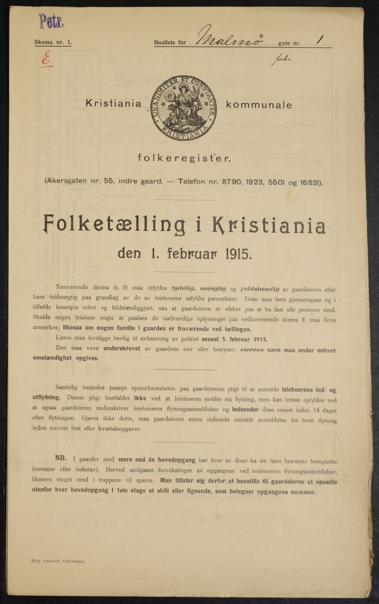 OBA, Municipal Census 1915 for Kristiania, 1915, p. 59421