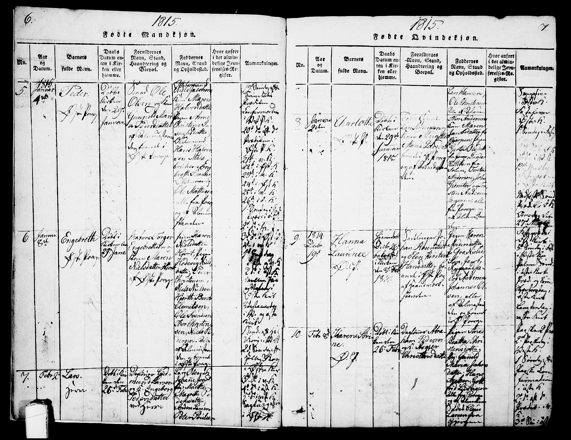 Porsgrunn kirkebøker , AV/SAKO-A-104/G/Gb/L0001: Parish register (copy) no. II 1, 1817-1828, p. 6-7