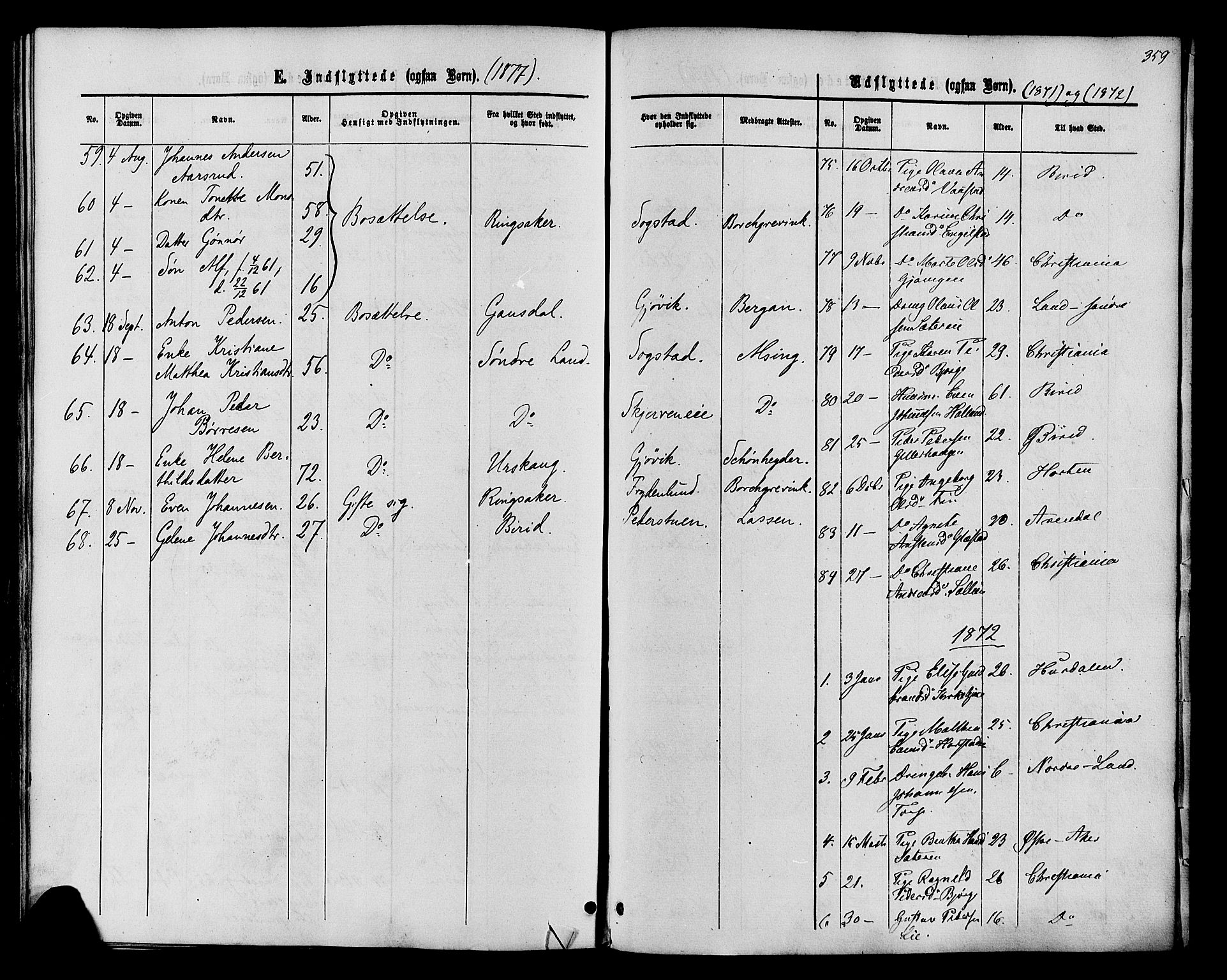 Vardal prestekontor, SAH/PREST-100/H/Ha/Haa/L0007: Parish register (official) no. 7, 1867-1878, p. 359