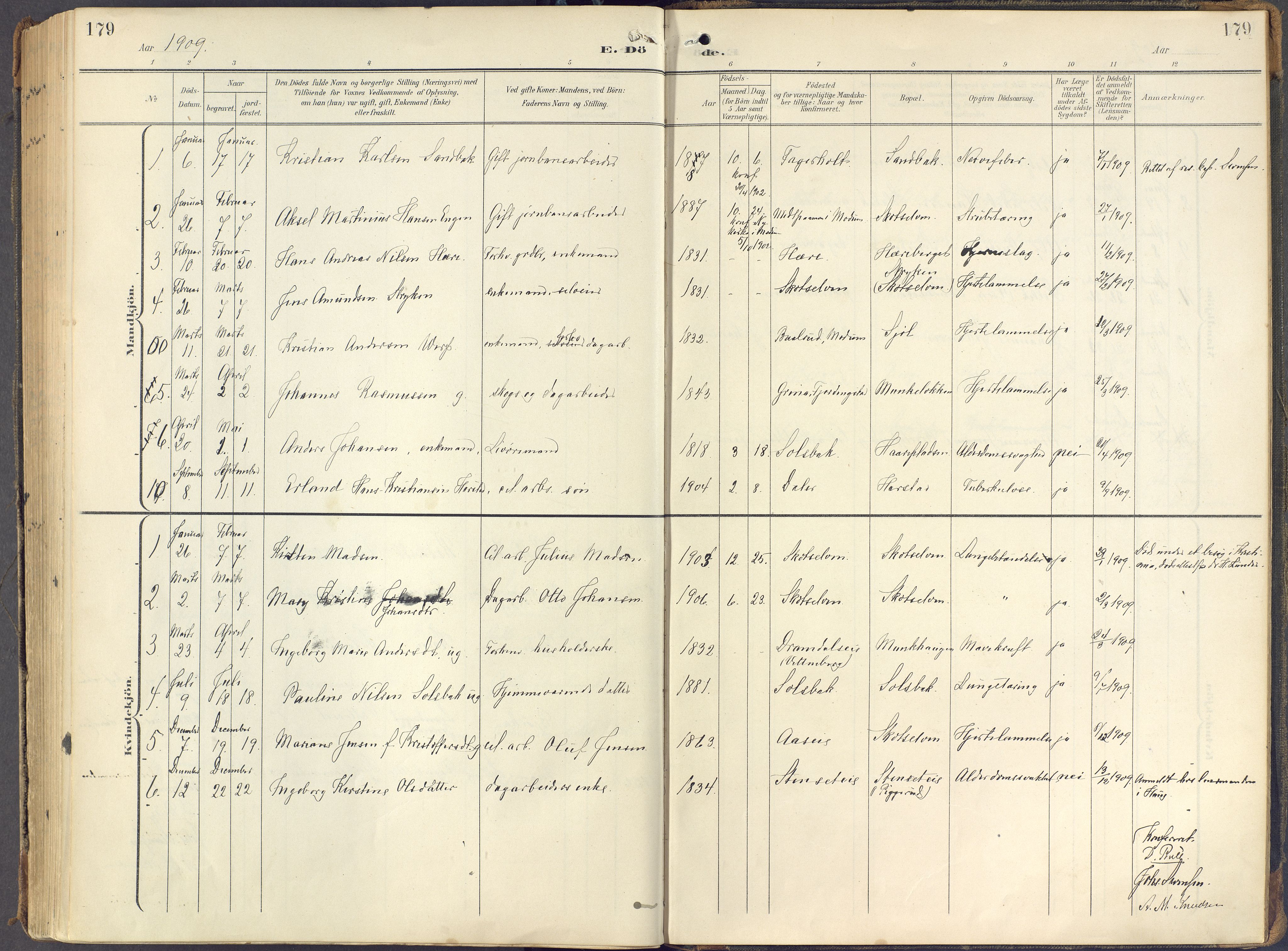 Eiker kirkebøker, SAKO/A-4/F/Fc/L0004: Parish register (official) no. III 4, 1900-1919, p. 179