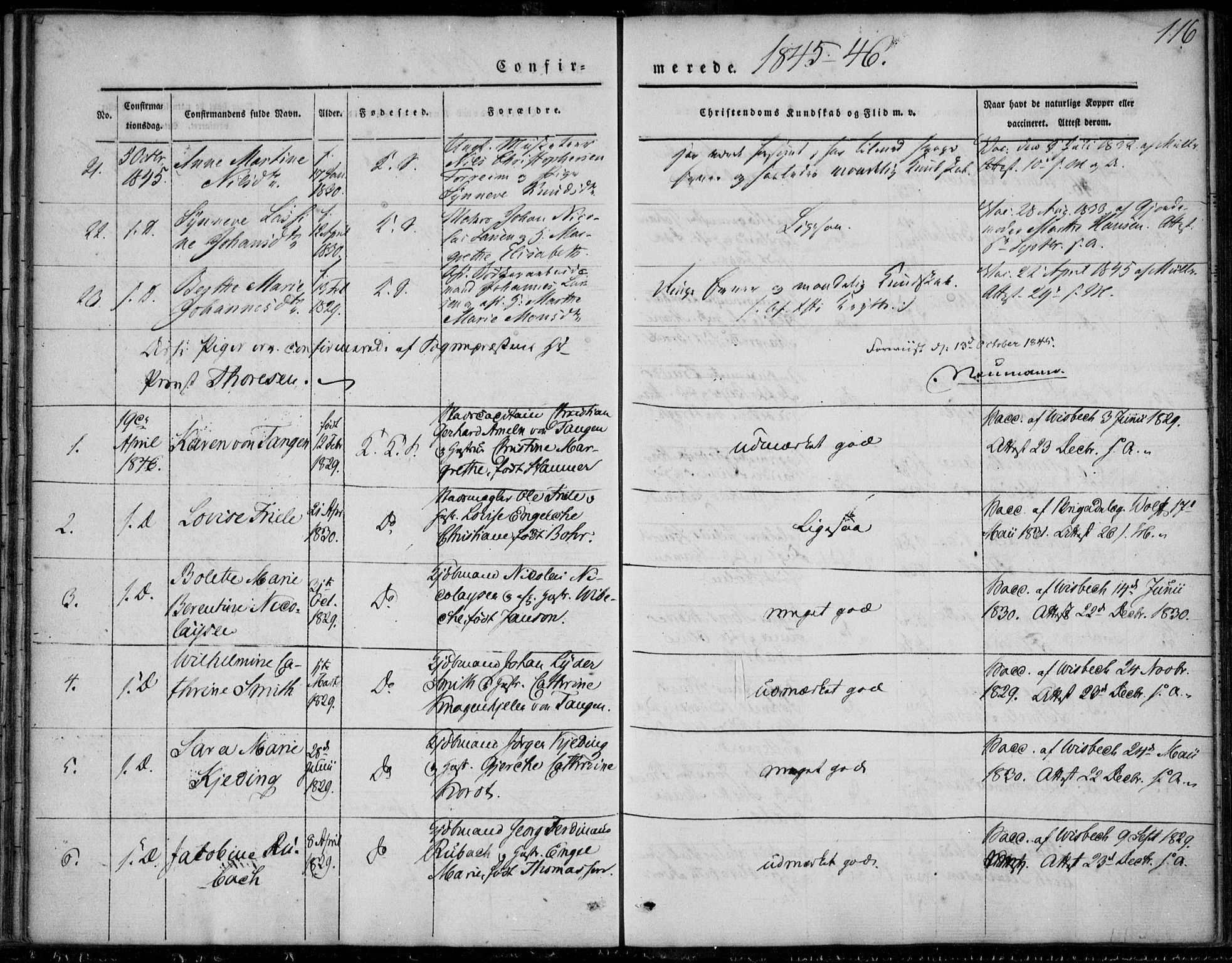 Korskirken sokneprestembete, SAB/A-76101/H/Haa/L0026: Parish register (official) no. C 2, 1842-1854, p. 116