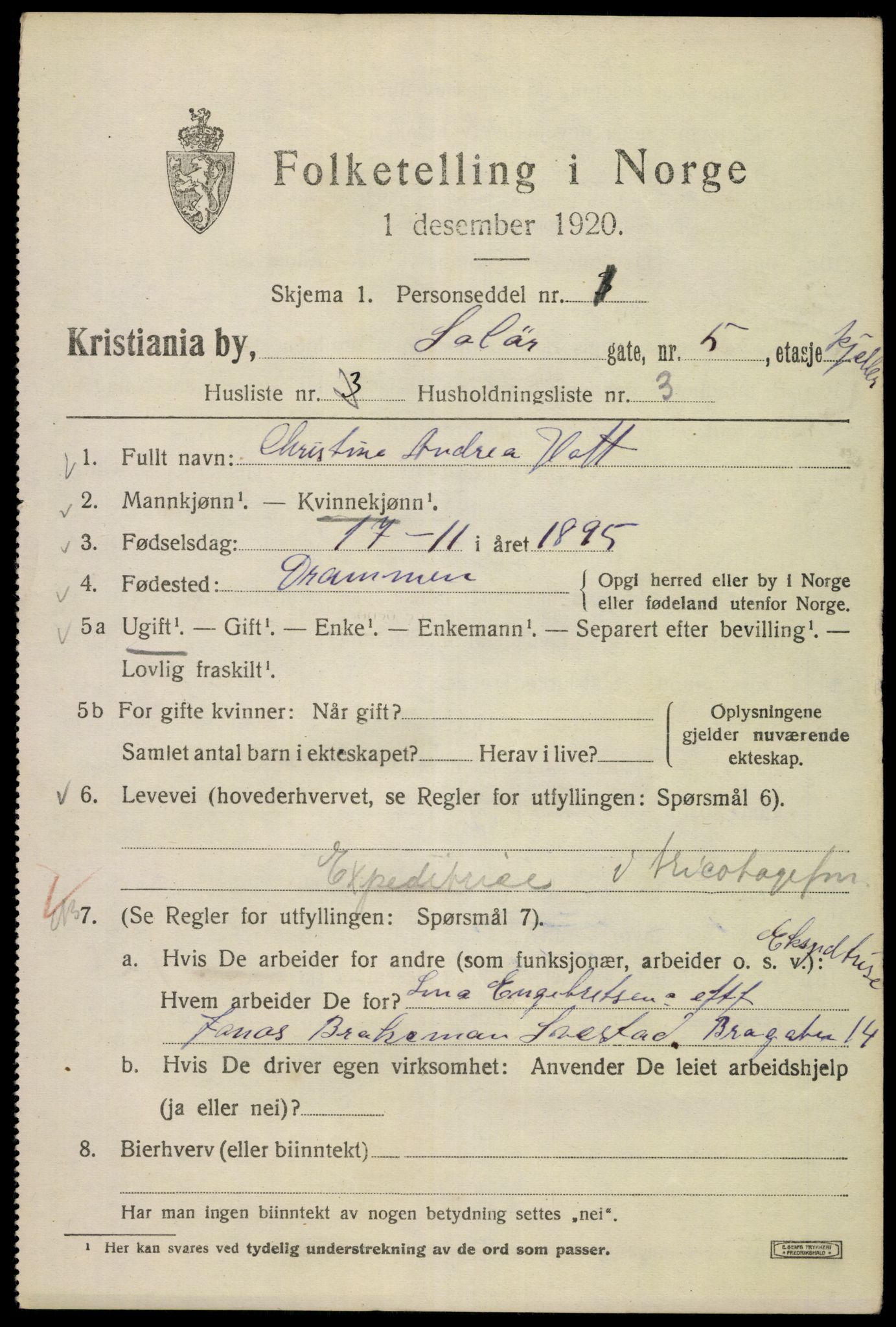 SAO, 1920 census for Kristiania, 1920, p. 528031