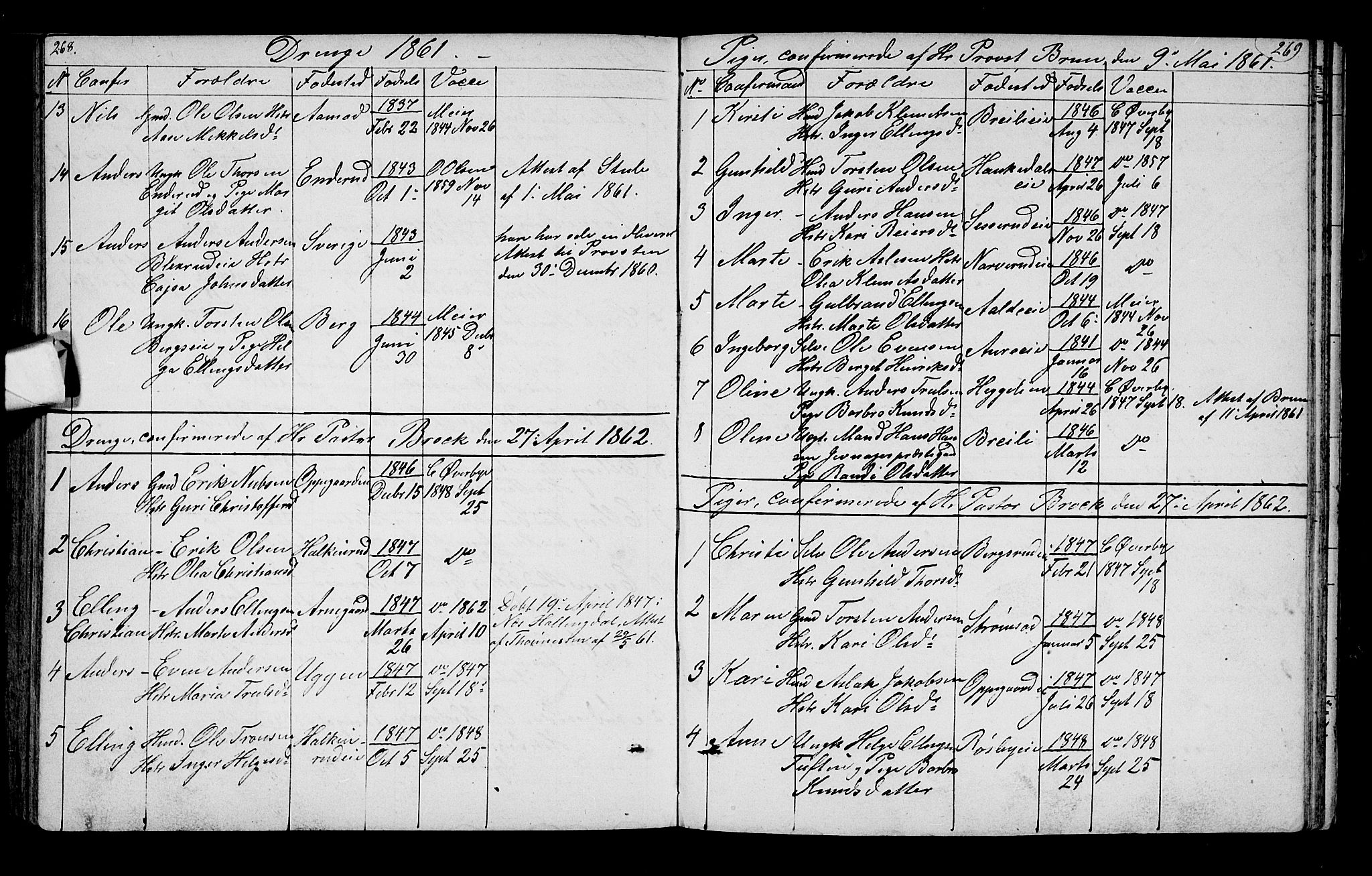 Lunder kirkebøker, AV/SAKO-A-629/G/Ga/L0002: Parish register (copy) no. I 2, 1849-1868, p. 268-269