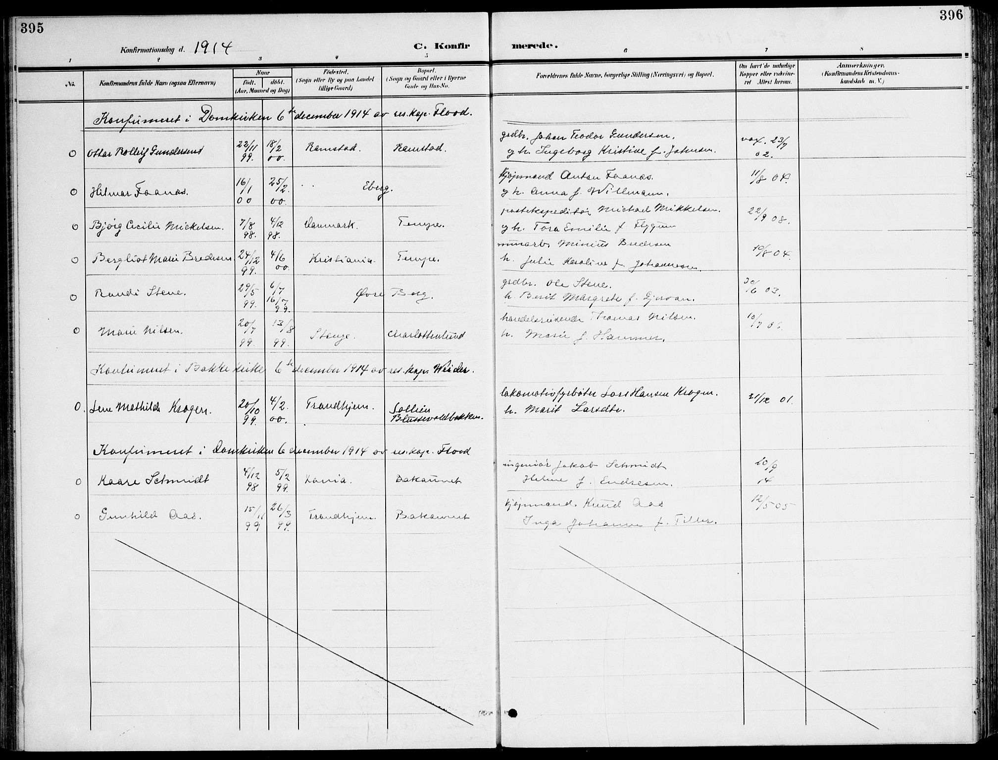 Ministerialprotokoller, klokkerbøker og fødselsregistre - Sør-Trøndelag, AV/SAT-A-1456/607/L0320: Parish register (official) no. 607A04, 1907-1915, p. 395-396