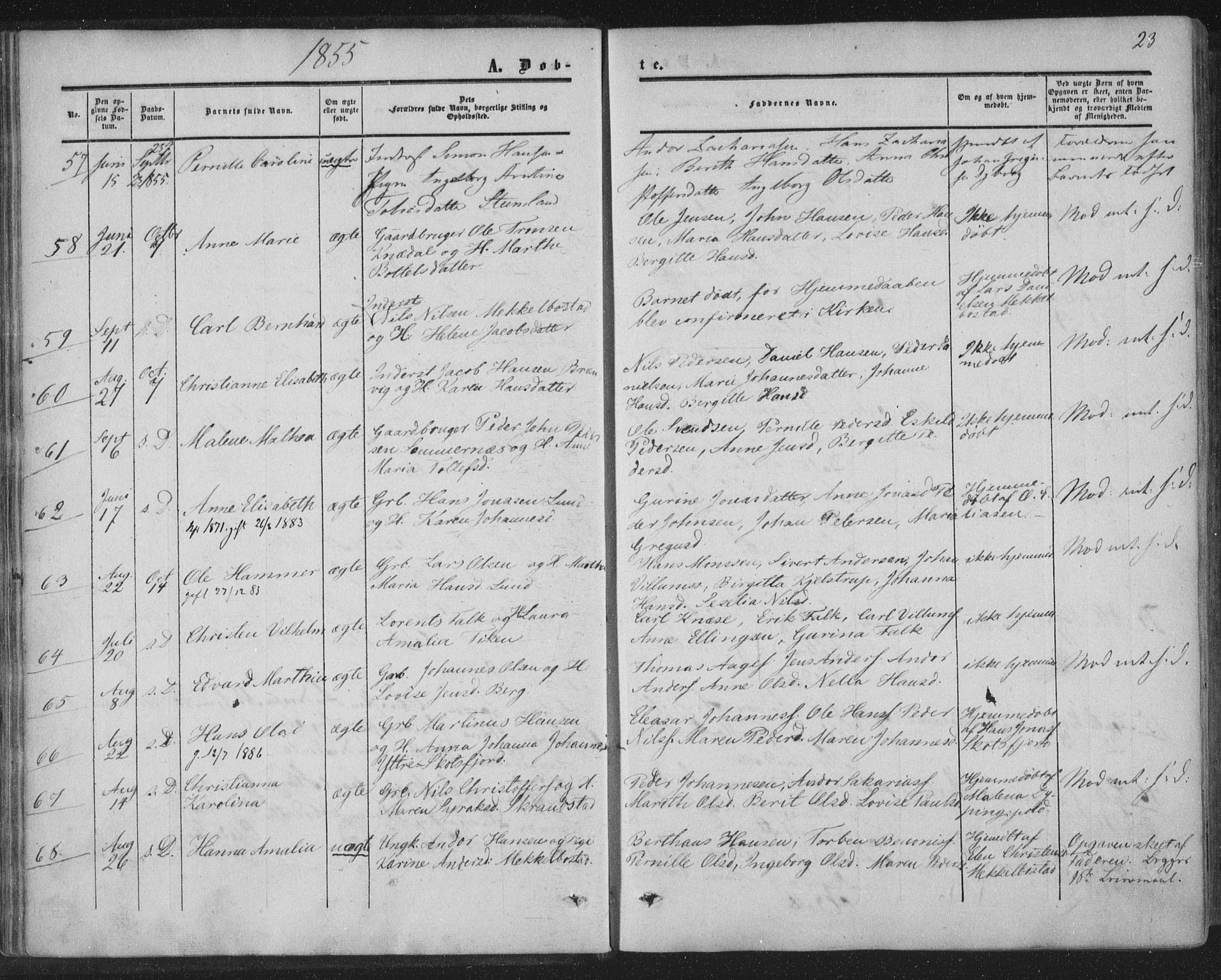 Ministerialprotokoller, klokkerbøker og fødselsregistre - Nordland, AV/SAT-A-1459/855/L0800: Parish register (official) no. 855A08, 1852-1864, p. 23