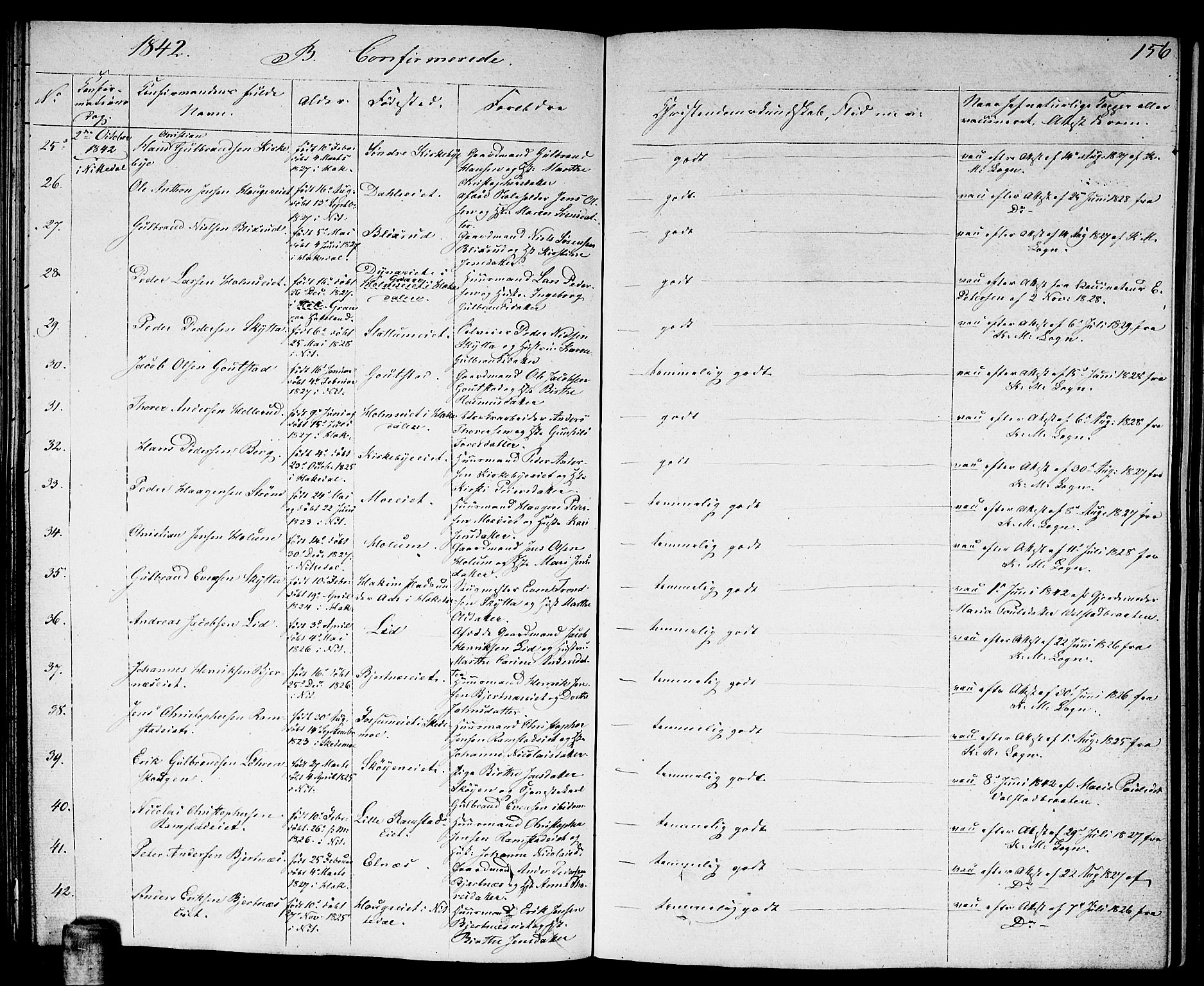 Nittedal prestekontor Kirkebøker, AV/SAO-A-10365a/F/Fa/L0004: Parish register (official) no. I 4, 1836-1849, p. 156