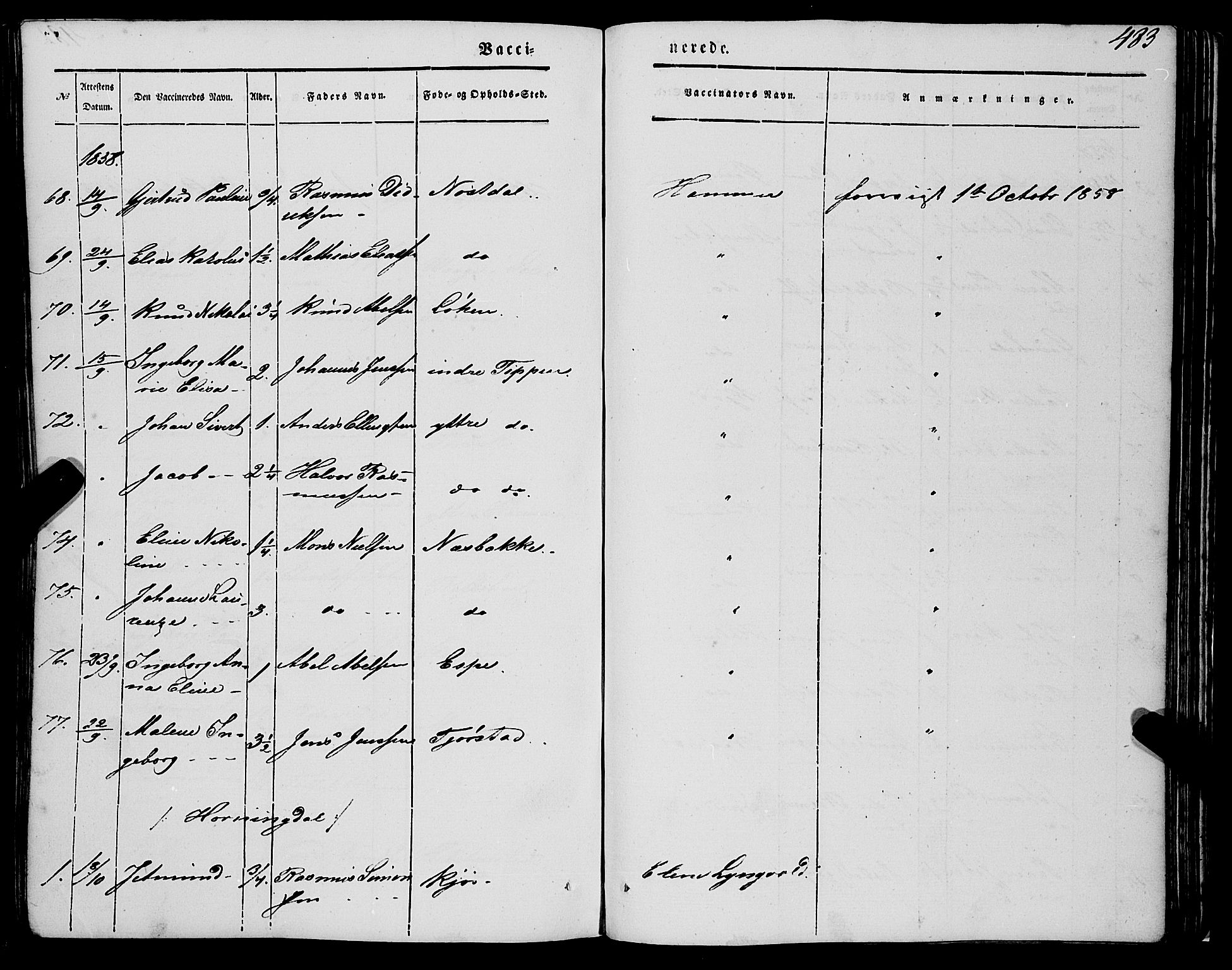 Eid sokneprestembete, AV/SAB-A-82301/H/Haa/Haaa/L0007: Parish register (official) no. A 7, 1844-1858, p. 483