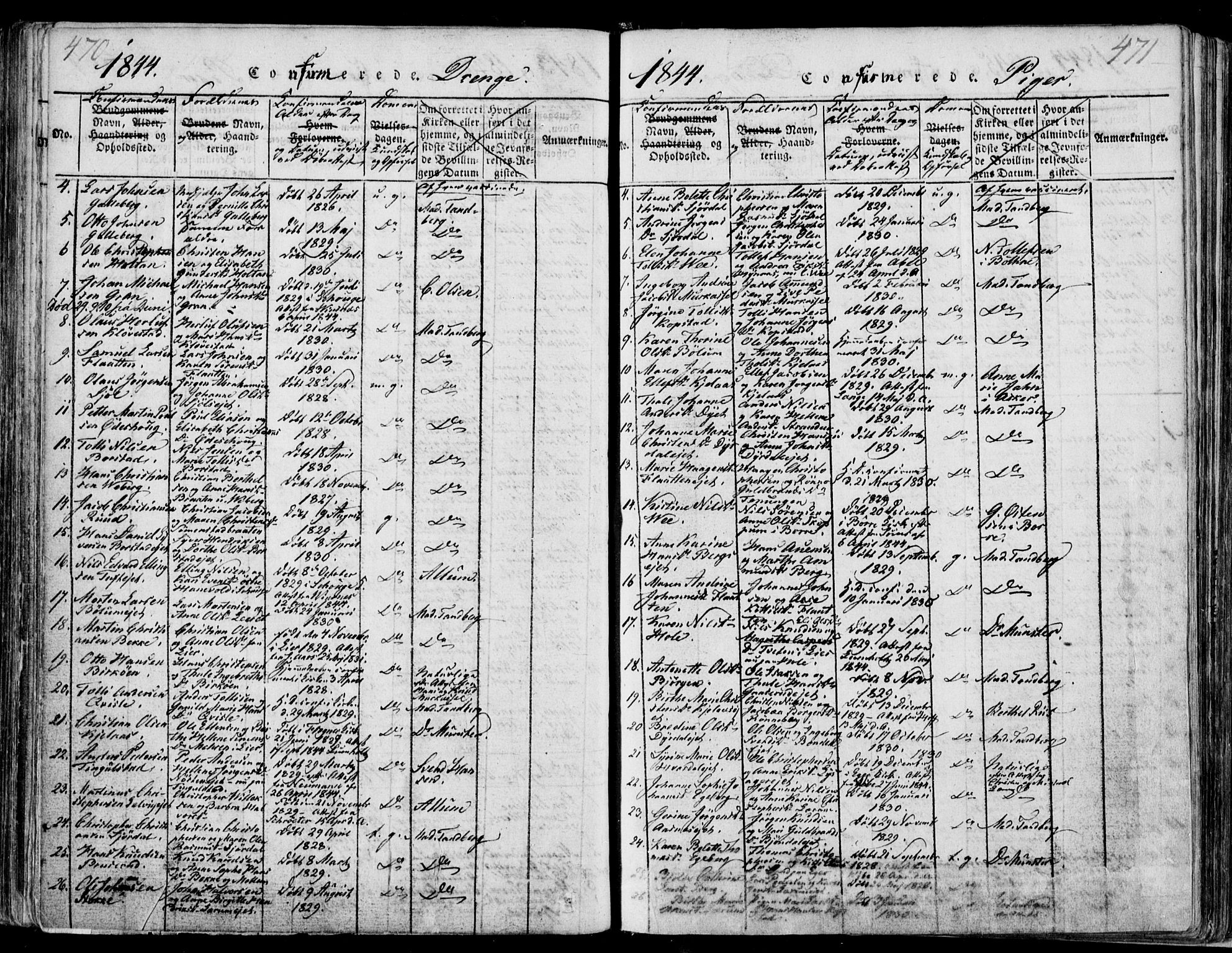 Sande Kirkebøker, SAKO/A-53/F/Fa/L0003: Parish register (official) no. 3, 1814-1847, p. 470-471