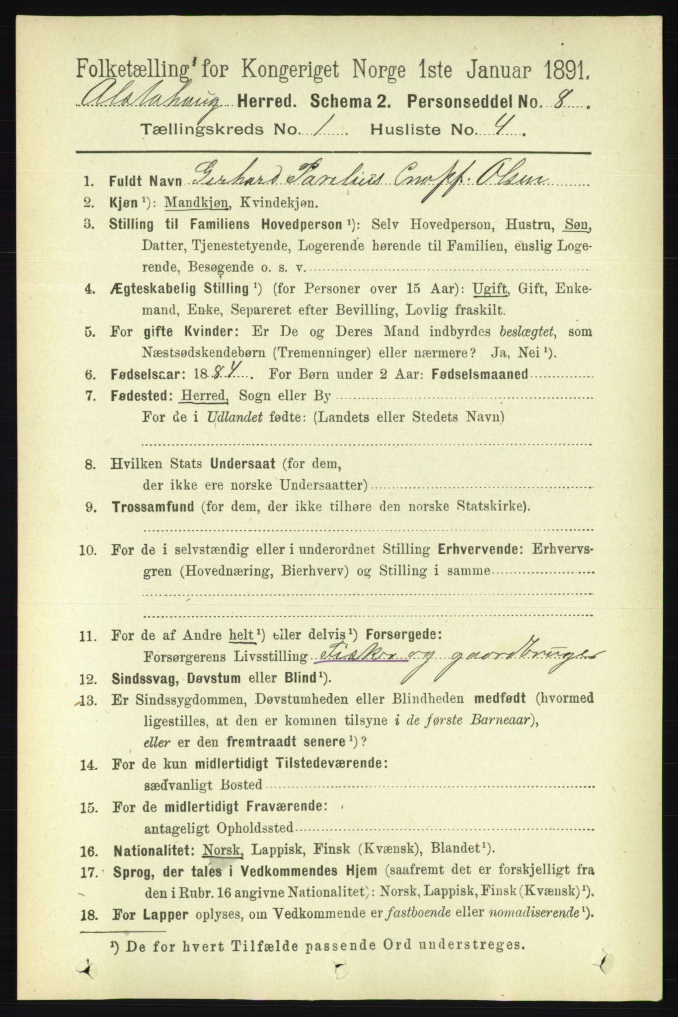 RA, 1891 census for 1820 Alstahaug, 1891, p. 111