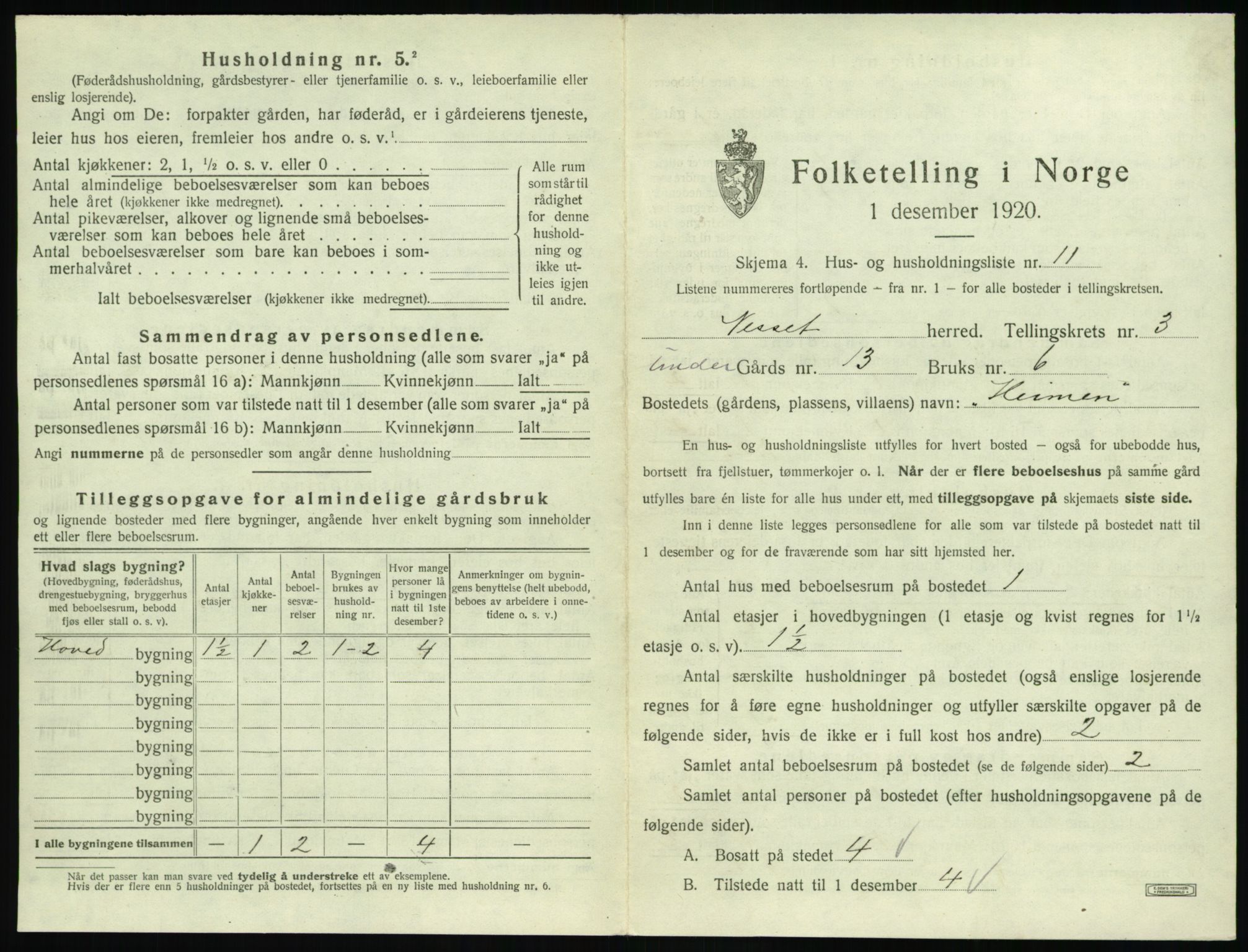 SAT, 1920 census for Nesset, 1920, p. 166