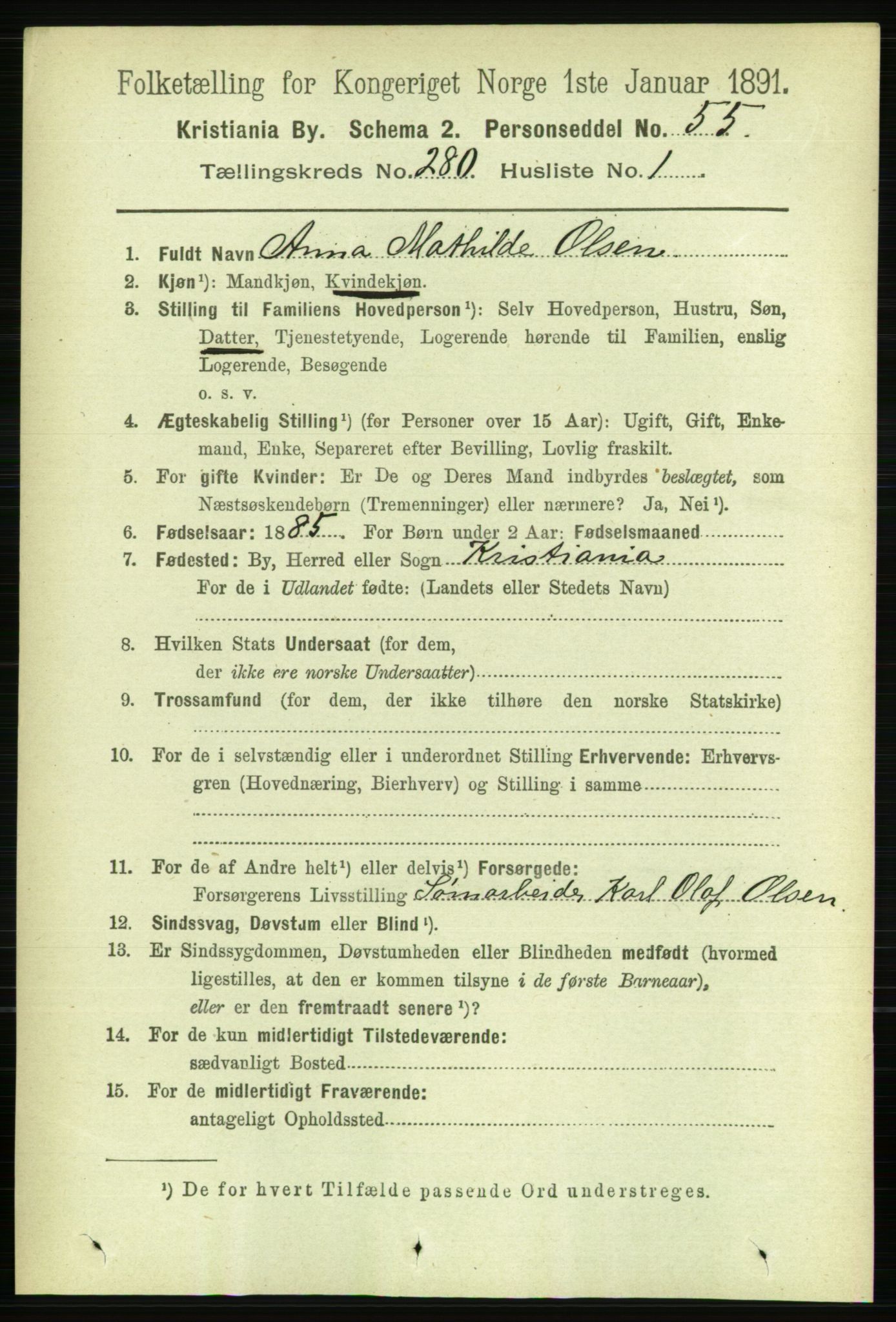 RA, 1891 census for 0301 Kristiania, 1891, p. 170076