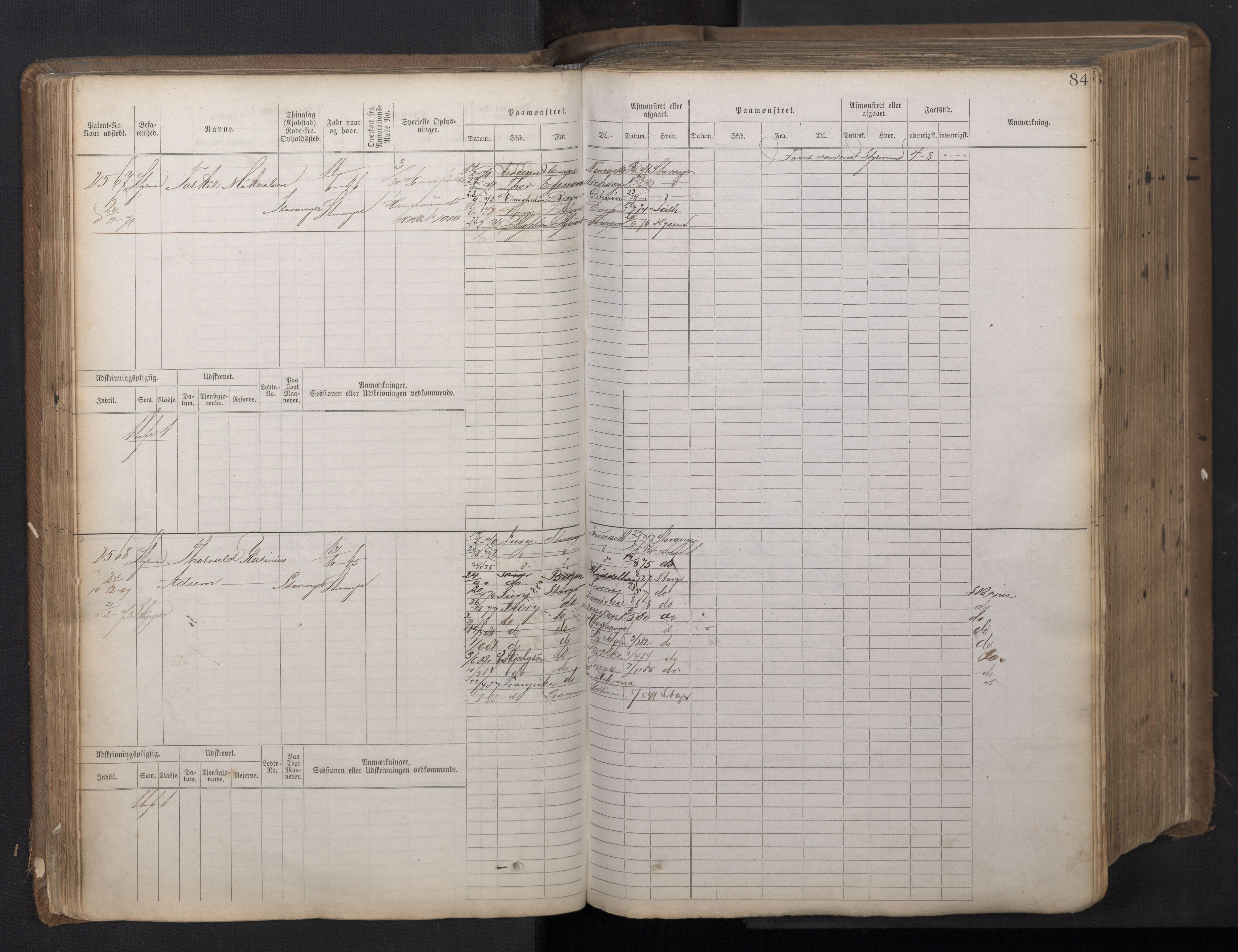 Stavanger sjømannskontor, AV/SAST-A-102006/F/Fb/Fbb/L0018: Sjøfartshovedrulle patnentnr. 2402-3602 (dublett), 1869, p. 87