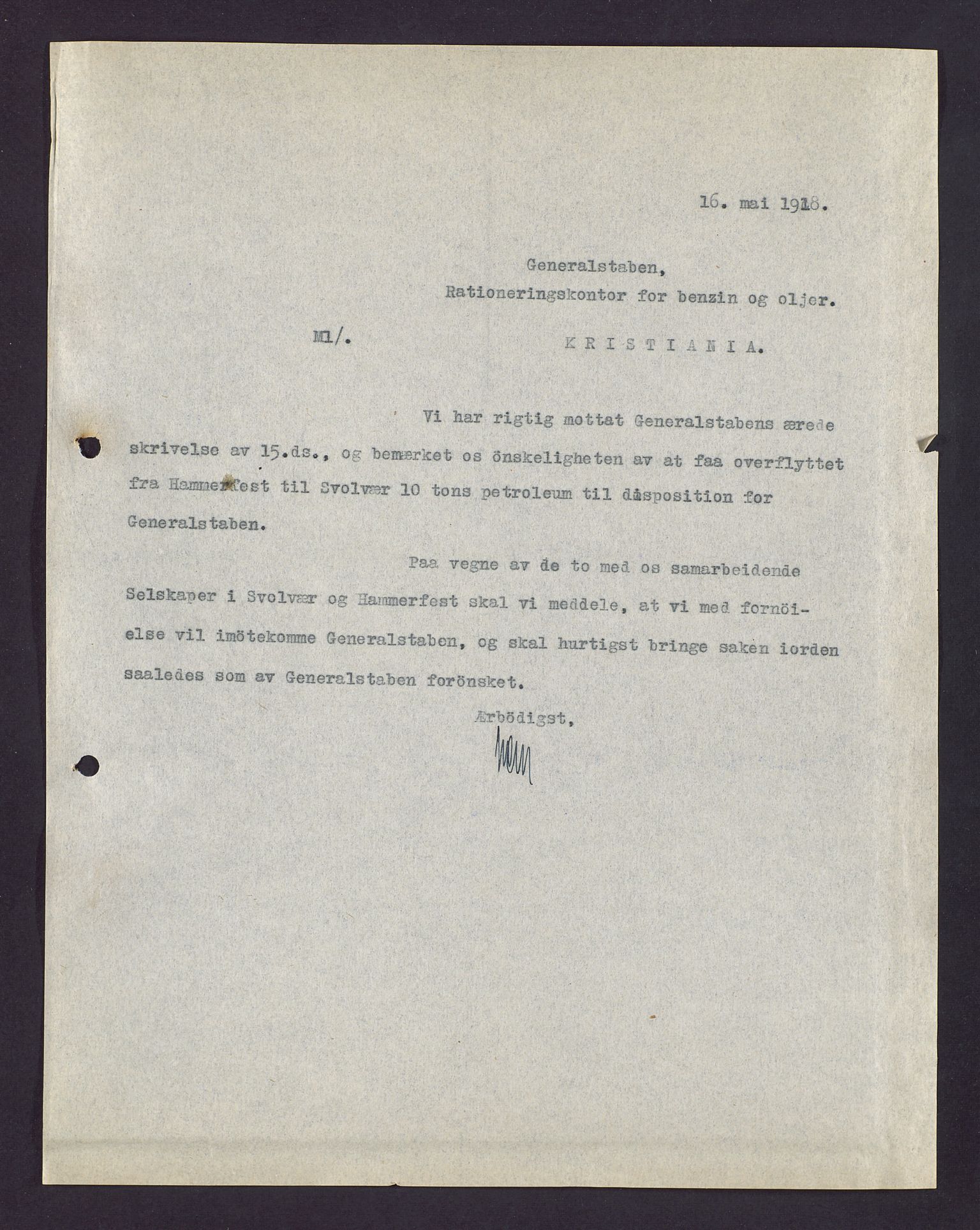 Pa 1521 - A/S Norske Shell, AV/SAST-A-101915/E/Ea/Eaa/L0003: Sjefskorrespondanse, 1918, p. 5