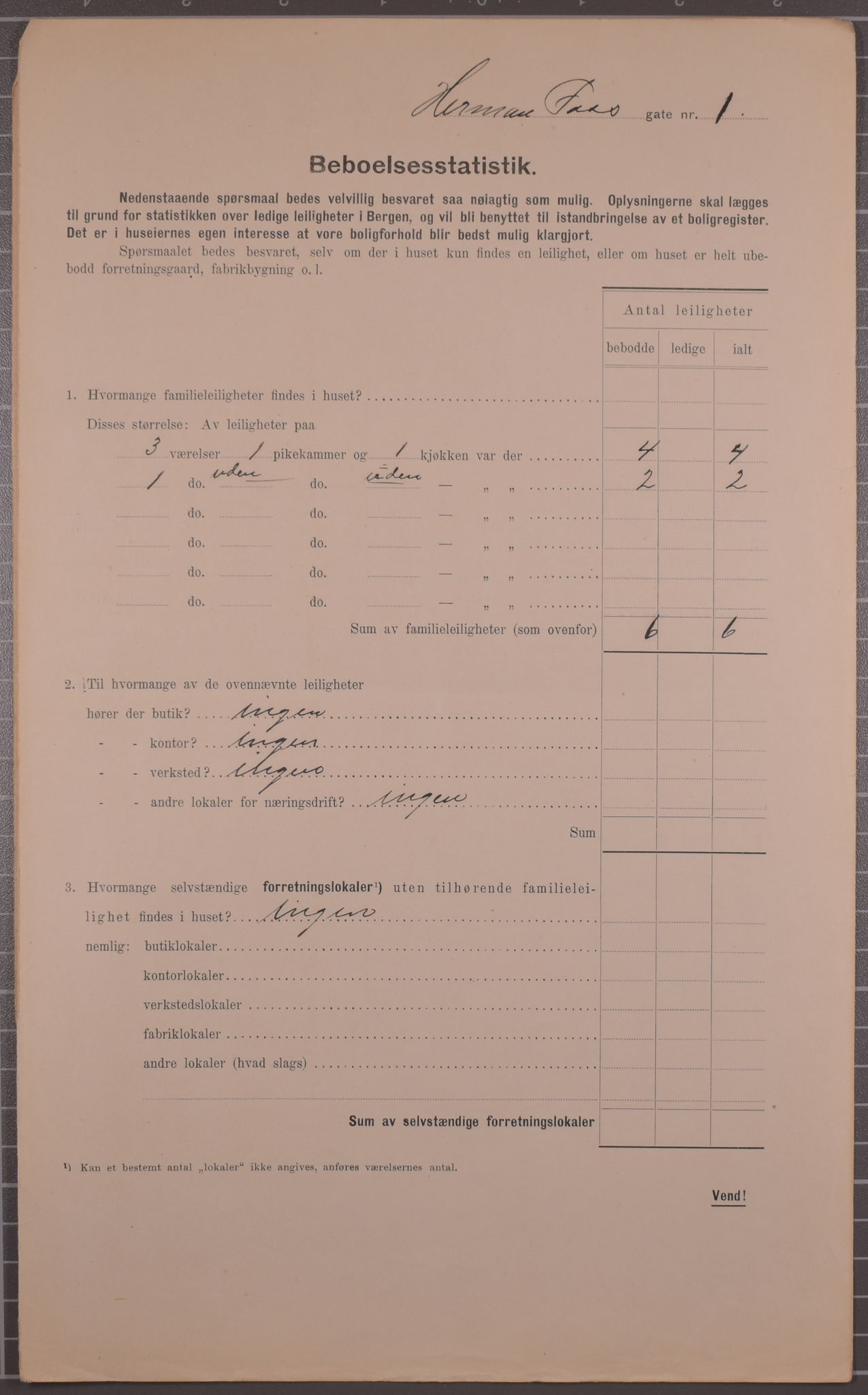 SAB, Municipal Census 1912 for Bergen, 1912, p. 2900