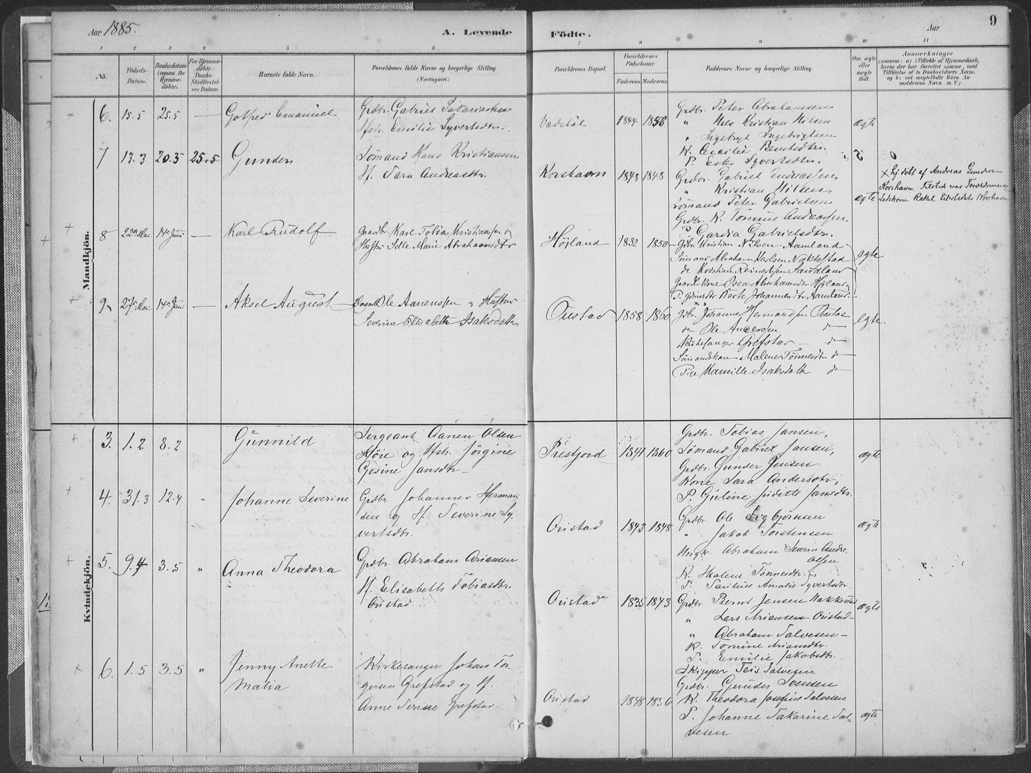 Lyngdal sokneprestkontor, AV/SAK-1111-0029/F/Fa/Faa/L0004: Parish register (official) no. A 4, 1883-1904, p. 9