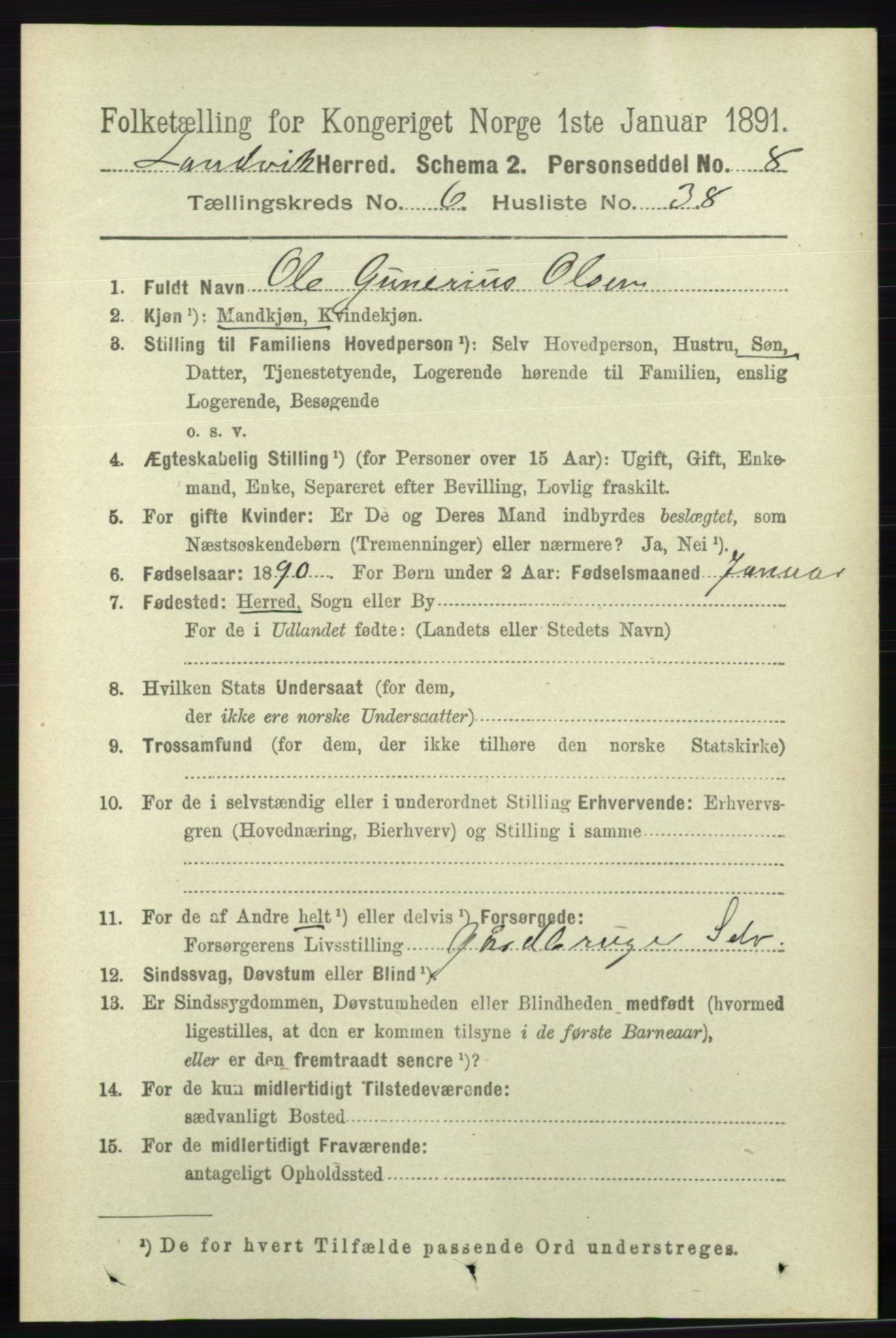 RA, 1891 census for 0924 Landvik, 1891, p. 2710