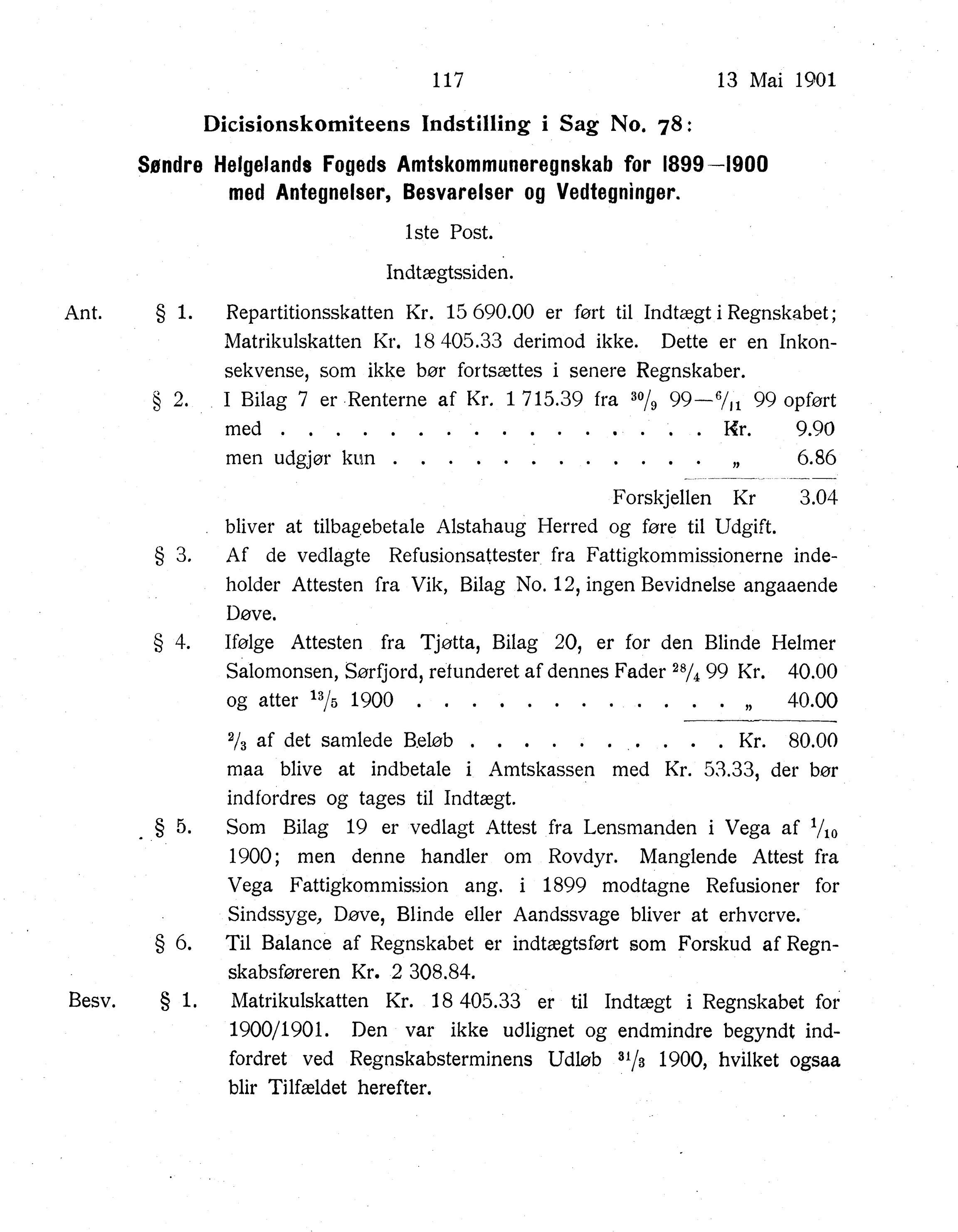 Nordland Fylkeskommune. Fylkestinget, AIN/NFK-17/176/A/Ac/L0024: Fylkestingsforhandlinger 1901, 1901